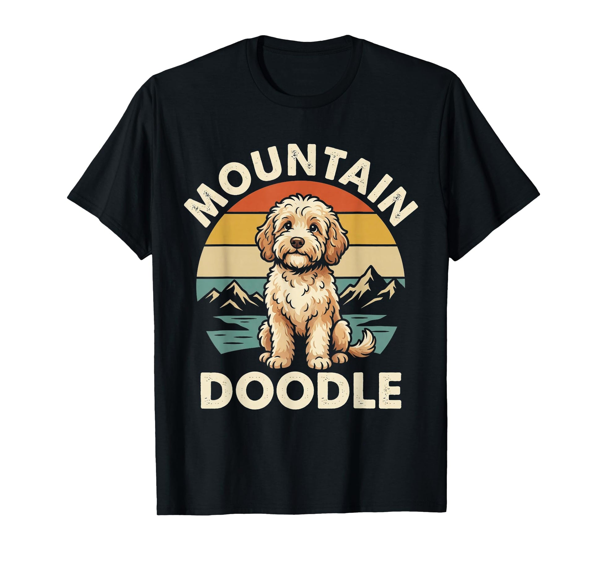 Mountain Doodle Dog Scenic Sunset T-Shirt - Fun Novelty Design Men Women - T-Shirt, Sweatshirt, Hoodie