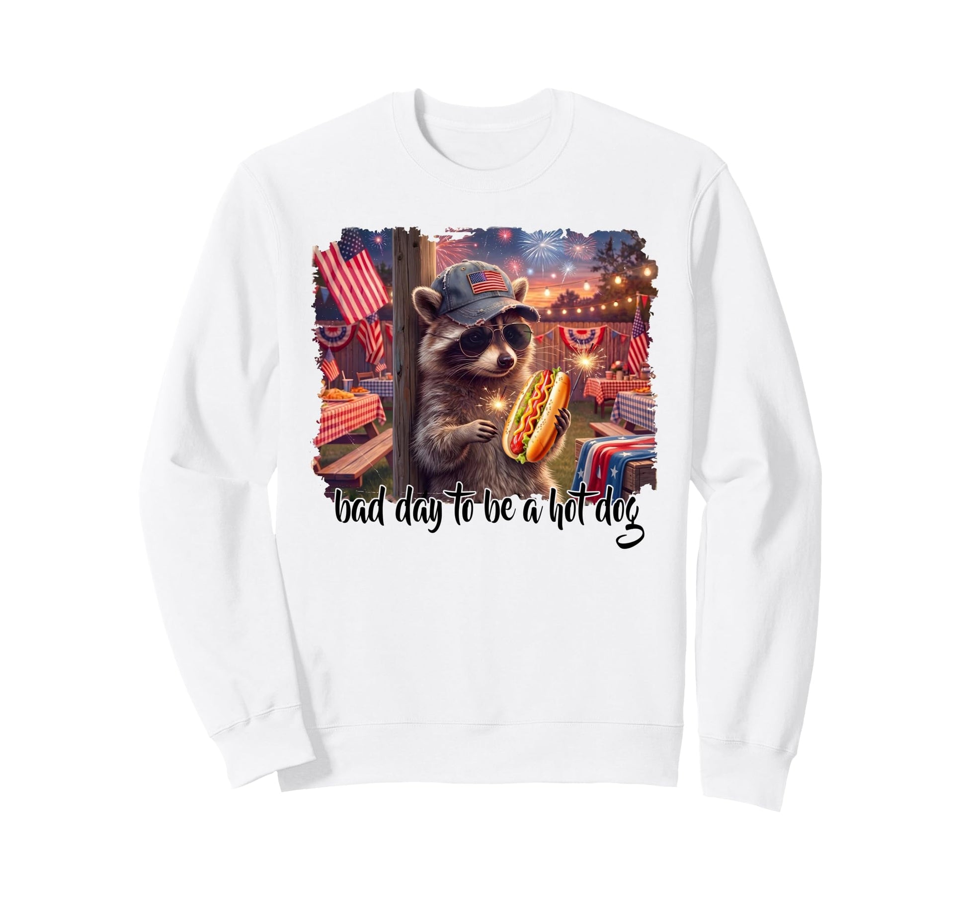 Bad Day To Be Hot Dog Patriotic Sweatshirt - Minimalist Print for Adults - T-Shirt, Sweatshirt, Hoodie