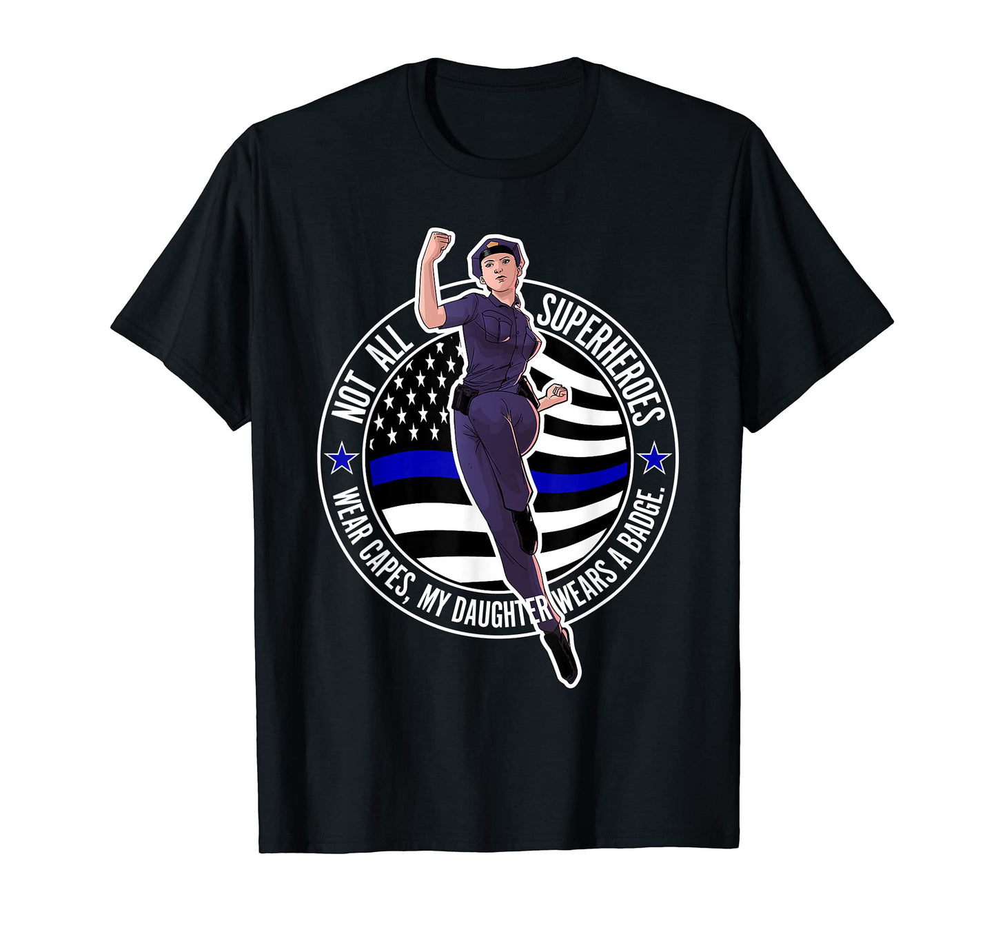 Mens Proud Police Dad Police Superhero T-Shirt - Graphic Print for Adults - T-Shirt, Sweatshirt, Hoodie