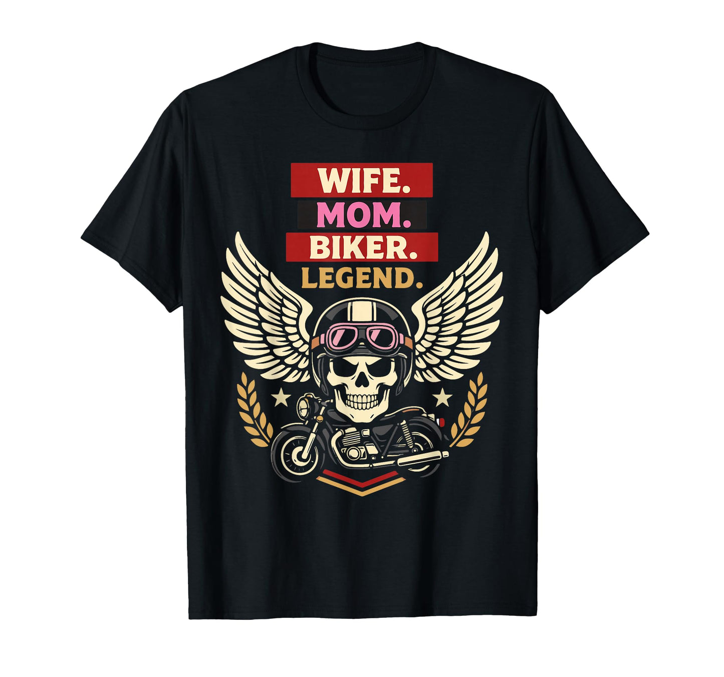 Motorcycle Biker Wife Mom Wife Mom T-Shirt - Fun Novelty Design for Adults - T-Shirt, Sweatshirt, Hoodie