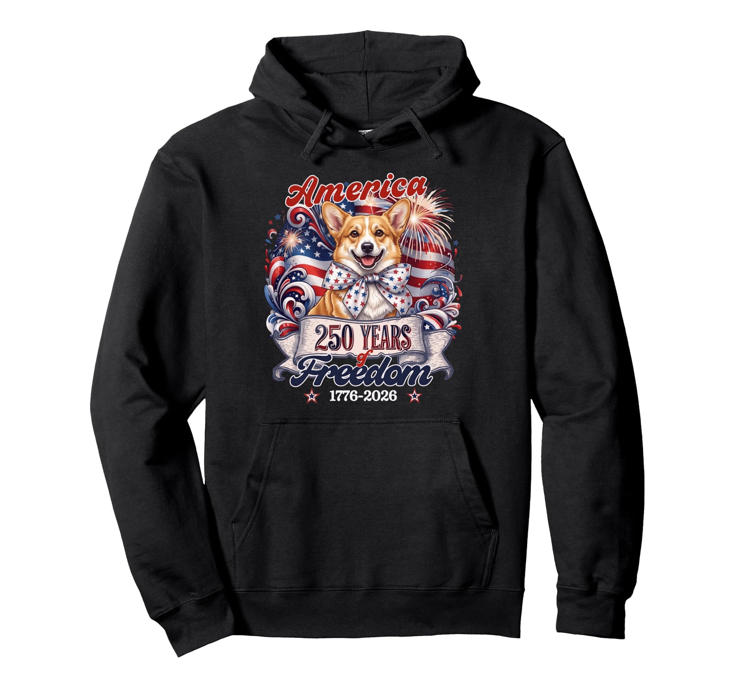 Corgi Dog 250Th America Patriotic Usa 4Th Hoodie - Unique Graphic Unisex - T-Shirt, Sweatshirt, Hoodie