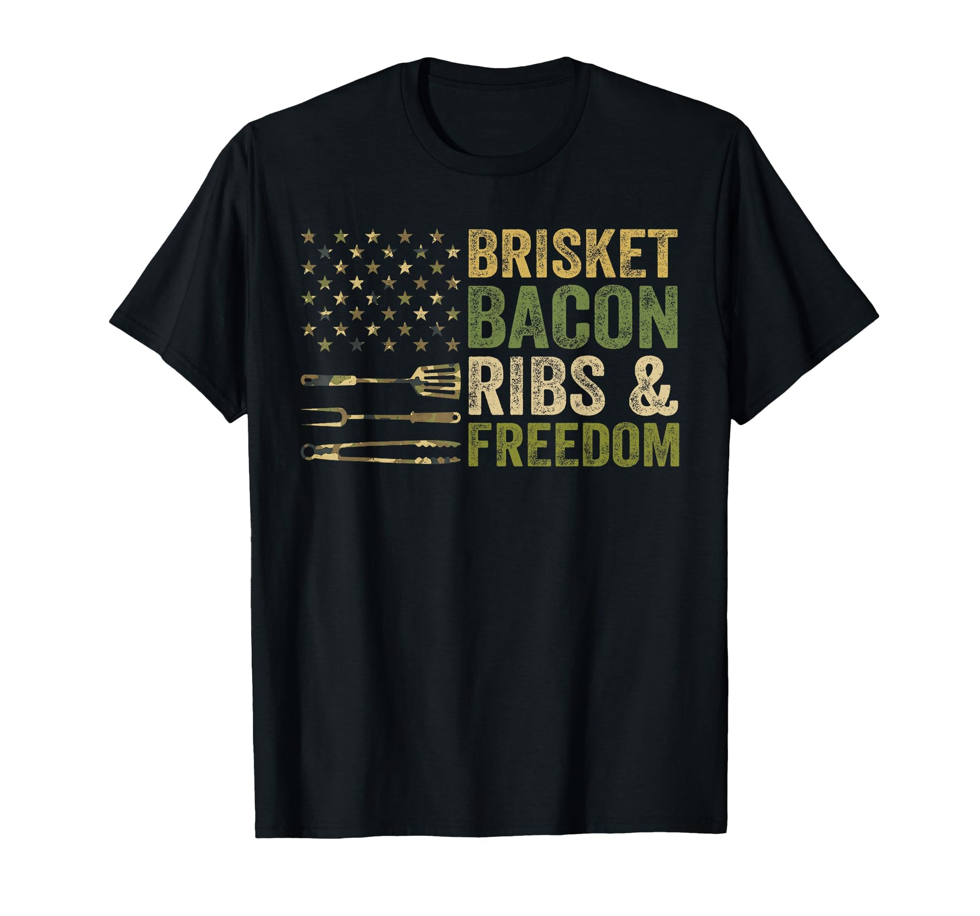 Brisket Bacon Ribs Freedom Grill Bbq T-Shirt - Trendy Graphic Men Women - T-Shirt, Sweatshirt, Hoodie
