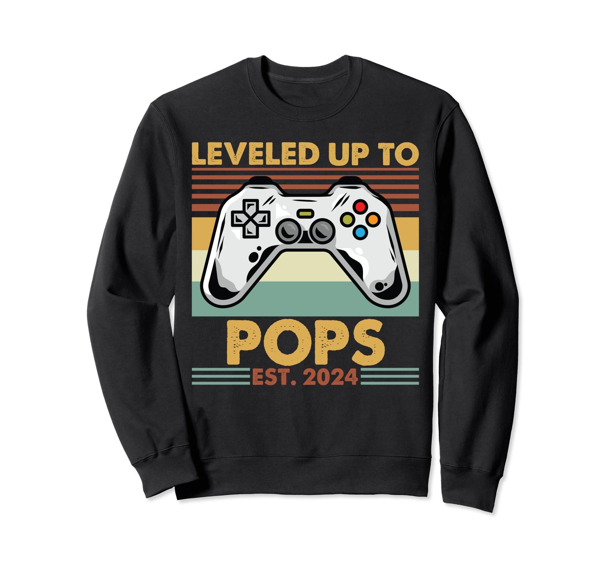 Leveled Up To Pops Est 2024 First Time Sweatshirt - Unique Graphic Unisex - T-Shirt, Sweatshirt, Hoodie