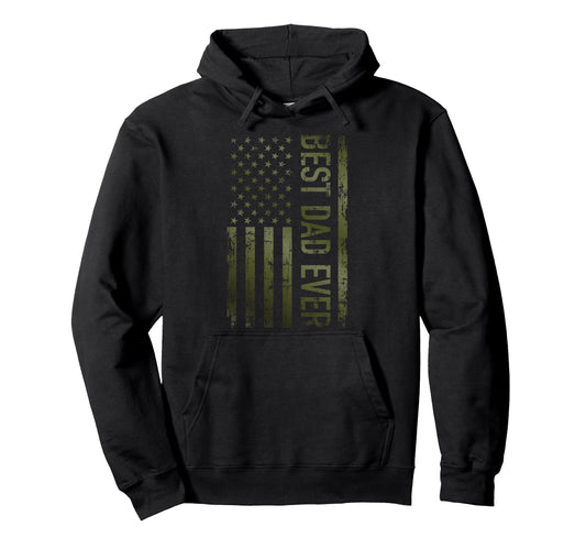 Best Dad Ever American Military Hoodie - Fun Novelty Design for Adults - T-Shirt, Sweatshirt, Hoodie