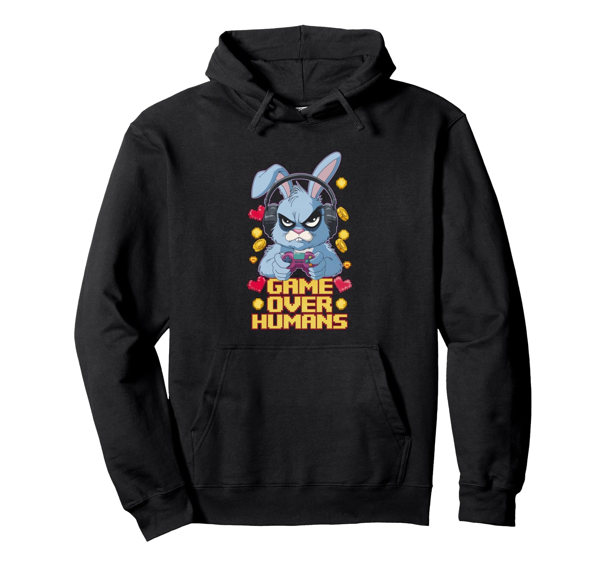 Grumpy Bunny Gamer Geek Gaming Funny Hoodie - Graphic Print for Adults - T-Shirt, Sweatshirt, Hoodie
