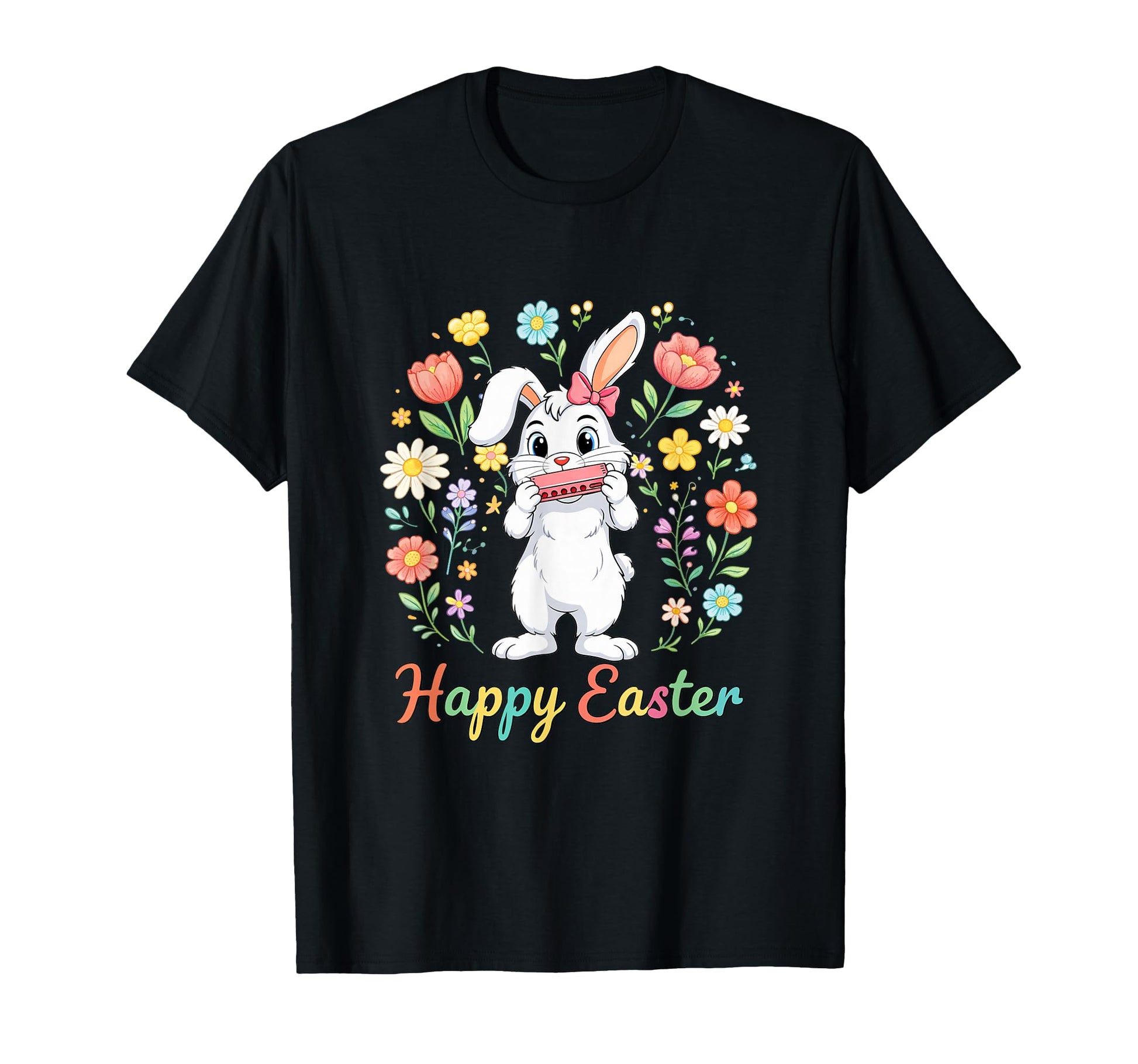 Happy Easter Bunny Playing T-Shirt - Fun Novelty Design Men Women - T-Shirt, Sweatshirt, Hoodie