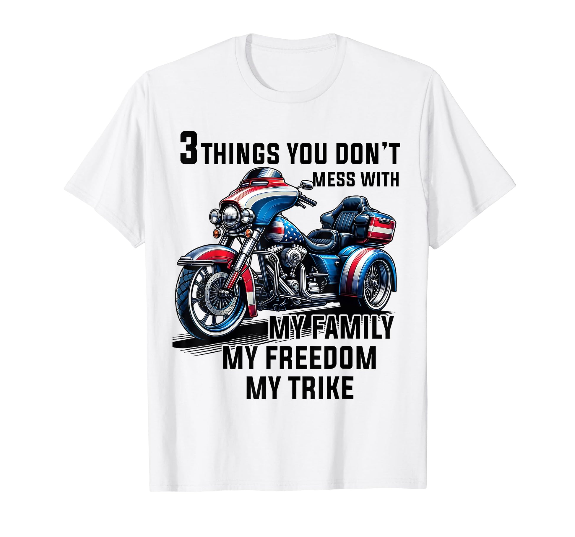 Motorcycle Trike American Usa Flag T-Shirt - Trendy Graphic Unisex - T-Shirt, Sweatshirt, Hoodie