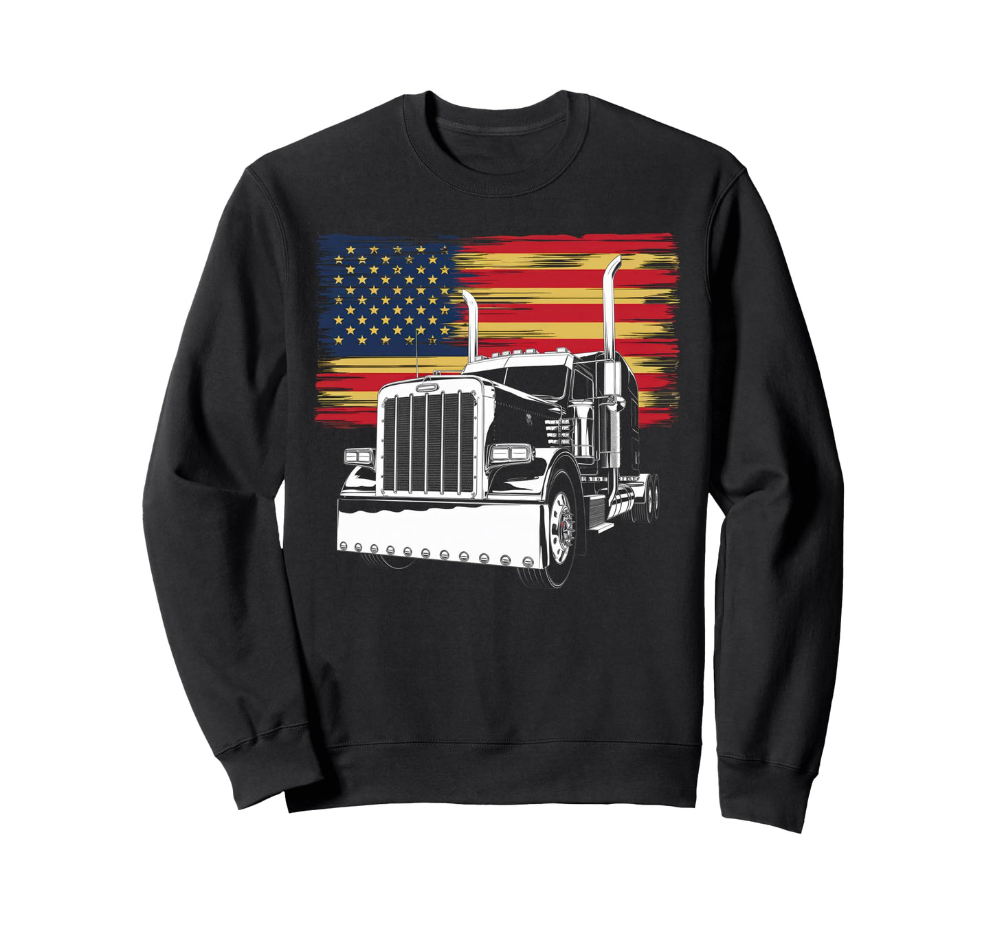 American Flag Trucker Dad Big Rig Sweatshirt - Novelty Apparel for Adults - T-Shirt, Sweatshirt, Hoodie