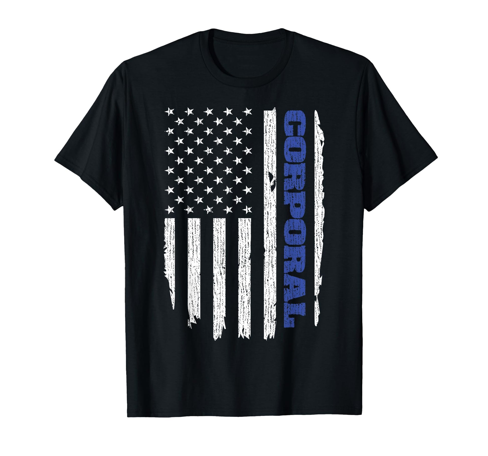 Police Corporal American Flag Usa Thin T-Shirt - Novelty Apparel Men Women - T-Shirt, Sweatshirt, Hoodie