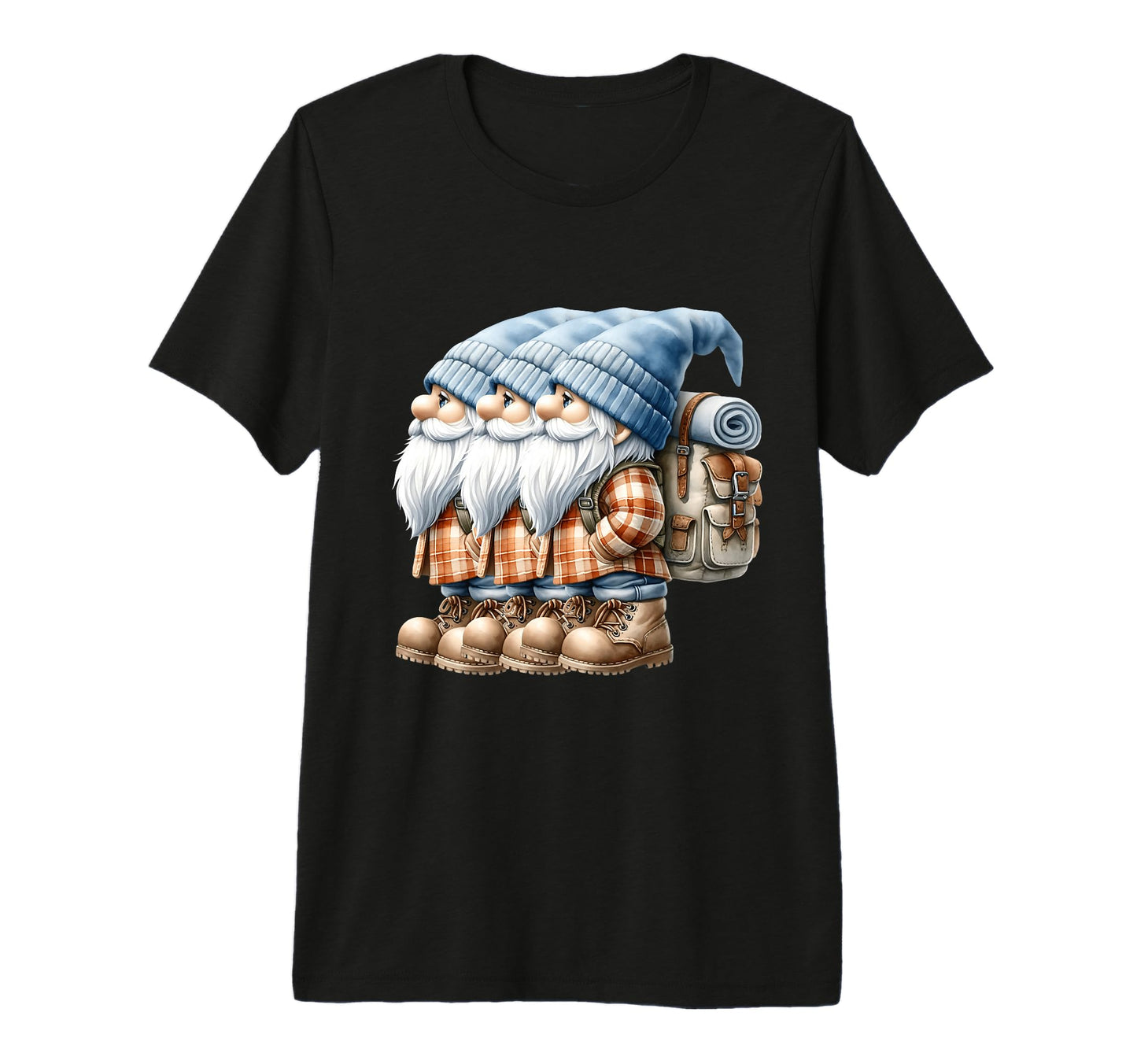 Hiker Gnomes Hiking And Camping Backpack T-Shirt - Unique Graphic Unisex - T-Shirt, Sweatshirt, Hoodie