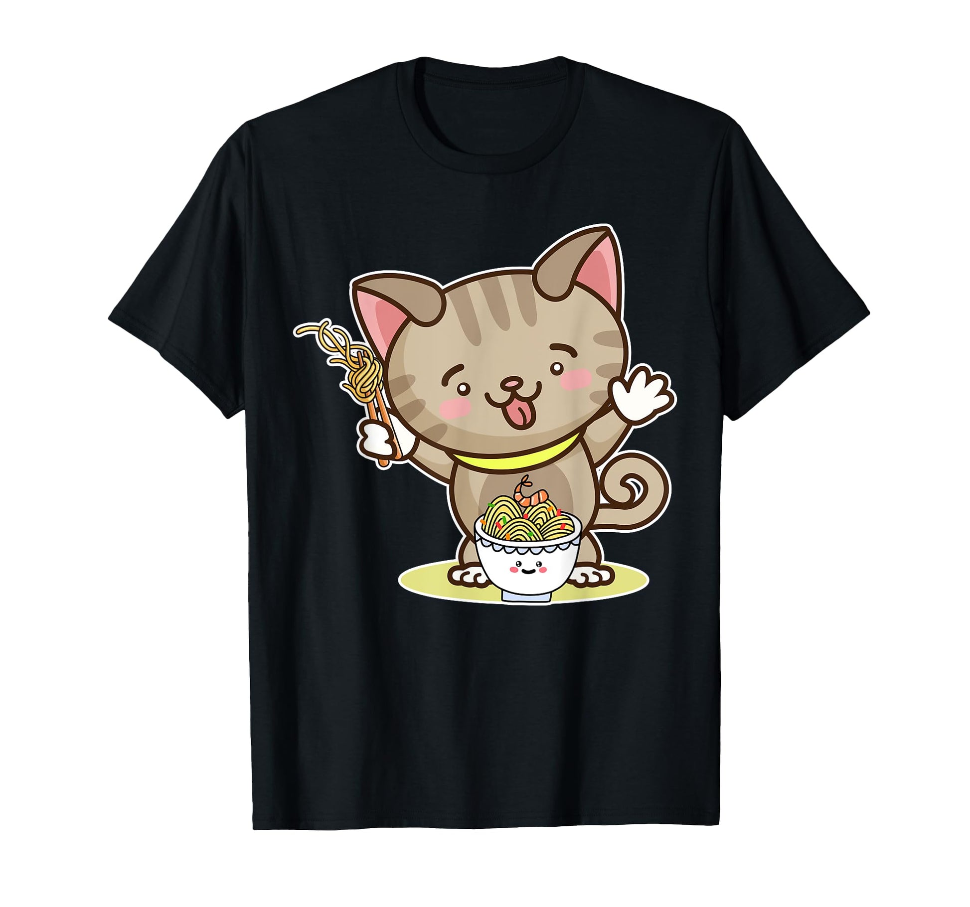 Kawaii Cat Ramen Noodles Japan Anime T-Shirt - Streetwear Style Men Women - T-Shirt, Sweatshirt, Hoodie