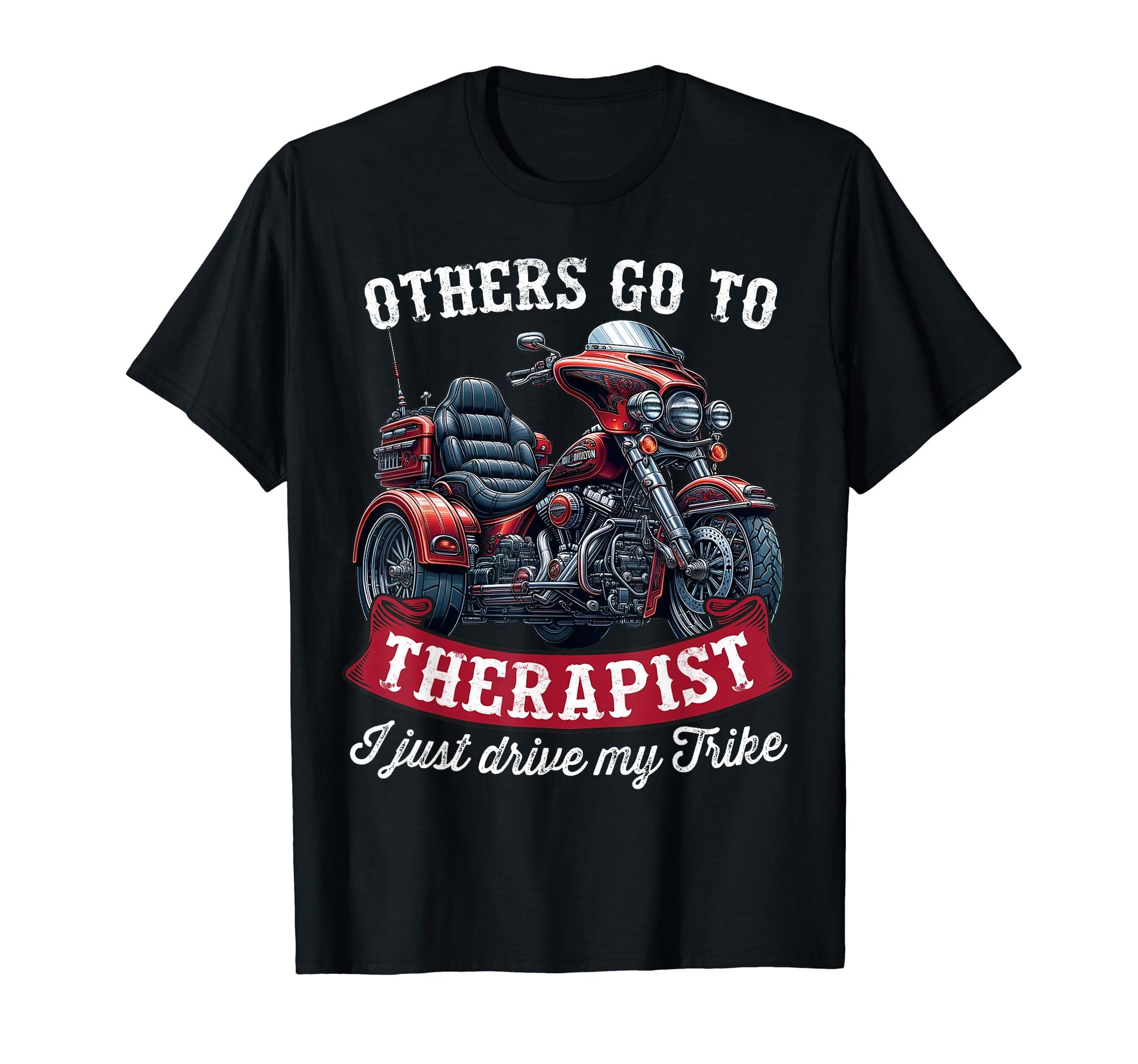 Motorcycle Trike Three Wheeled Biker T-Shirt - Trendy Graphic for Adults - T-Shirt, Sweatshirt, Hoodie