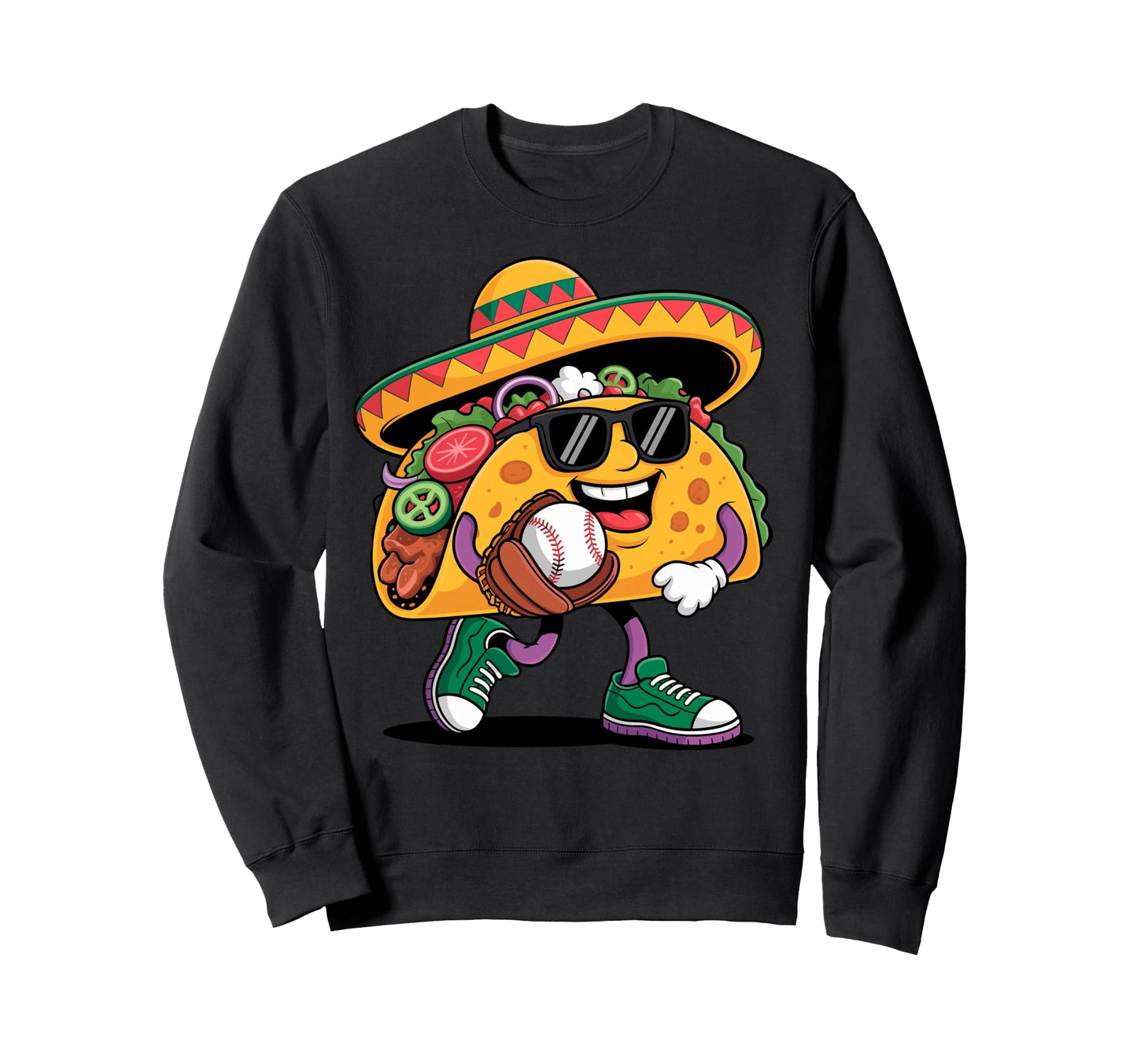 Funny Taco Baseball Player Coach Dad Sweatshirt - Trendy Graphic Unisex - T-Shirt, Sweatshirt, Hoodie