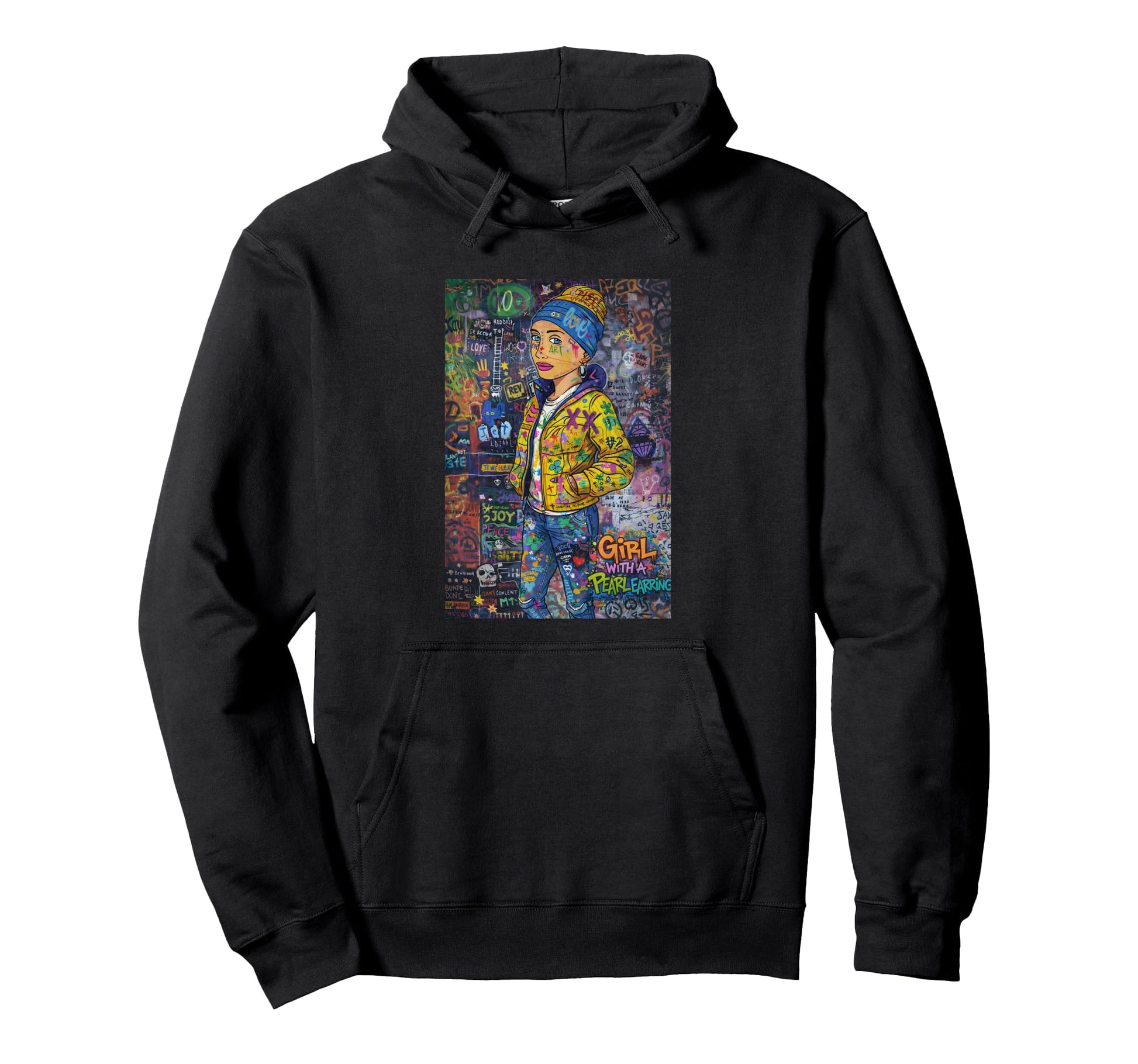 Graffiti Pearl Earring Colorful Pop Hoodie - Fun Novelty Design for Adults - T-Shirt, Sweatshirt, Hoodie