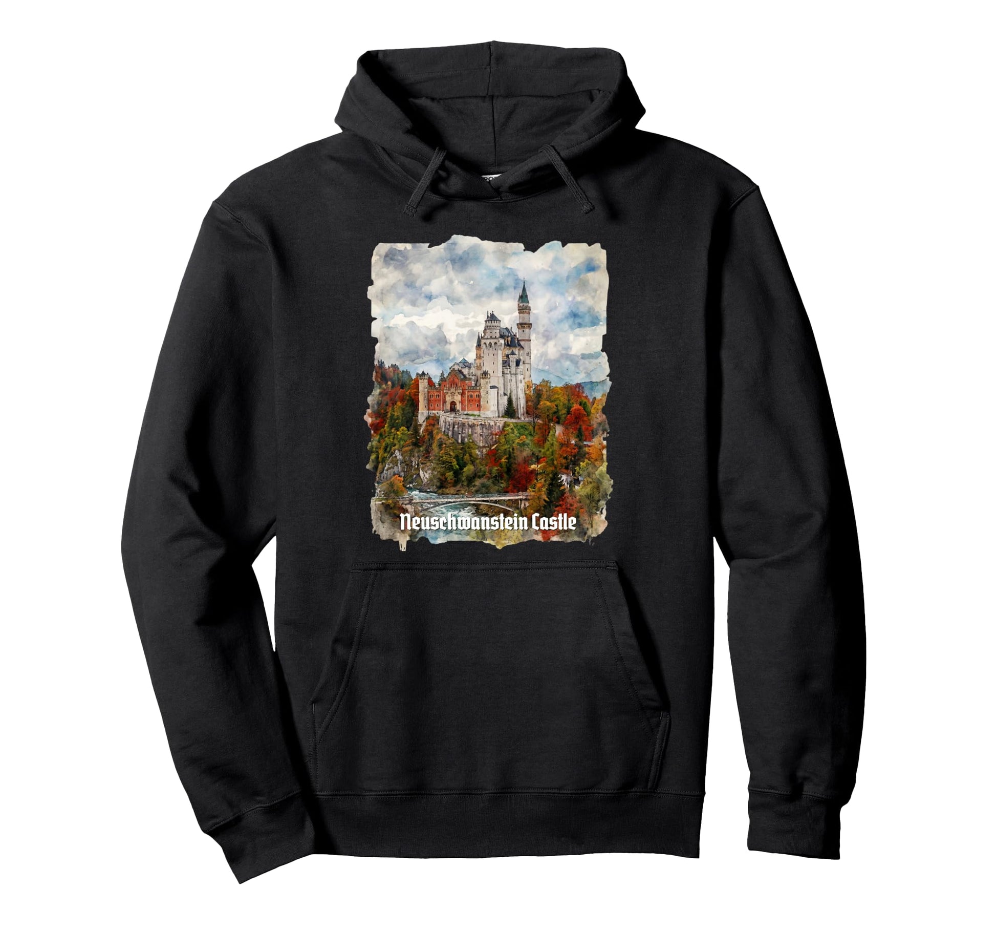 Neuschwanstein Castle Germany Watercolor Hoodie - Novelty Apparel Unisex - T-Shirt, Sweatshirt, Hoodie