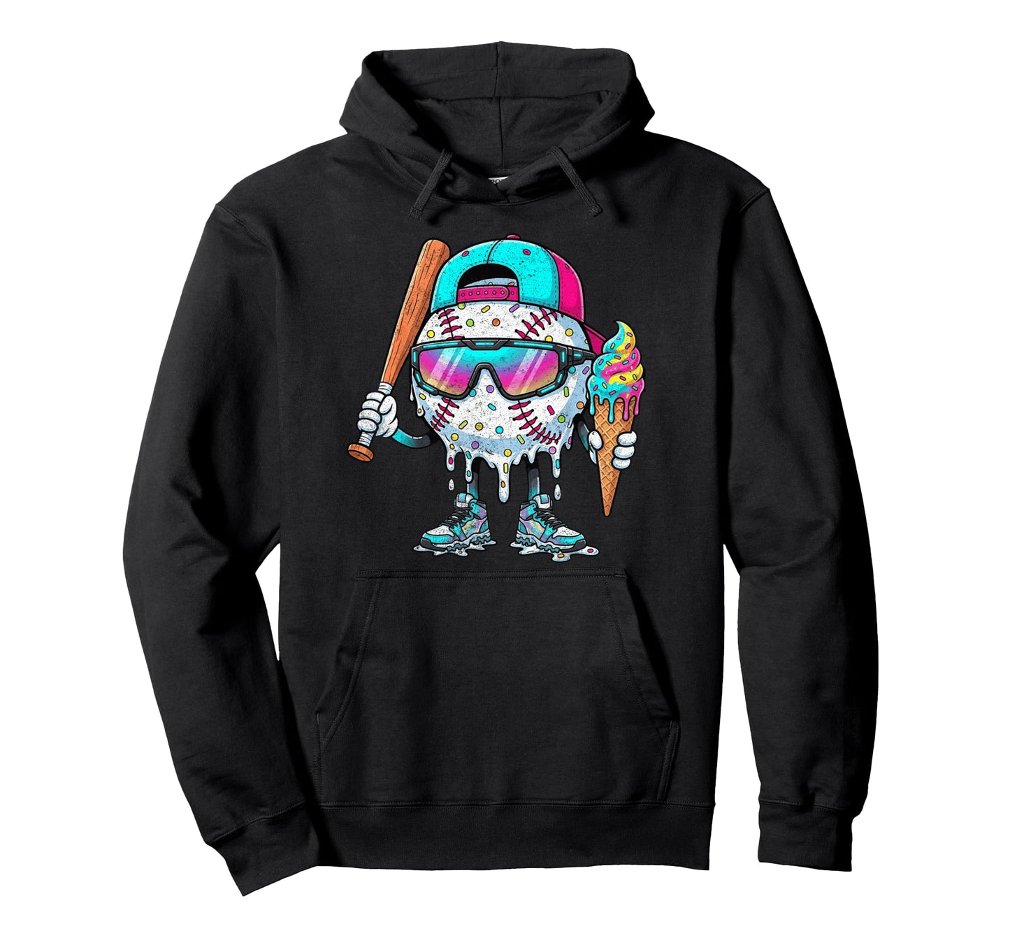 Baseball Drip Ice Cream Gifts T-Shirt - Minimalist Print Men Women - T-Shirt, Sweatshirt, Hoodie