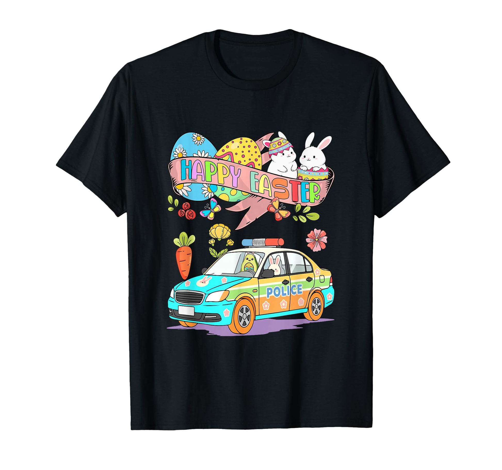 Happy Easter Bunny Avocado Driving T-Shirt - Minimalist Print Unisex - T-Shirt, Sweatshirt, Hoodie