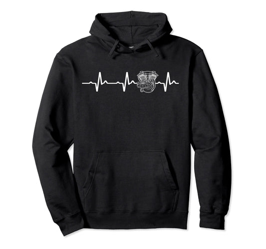 Biker Dad Motorcycle Heartbeat I Love Hoodie - Trendy Graphic Men Women - T-Shirt, Sweatshirt, Hoodie