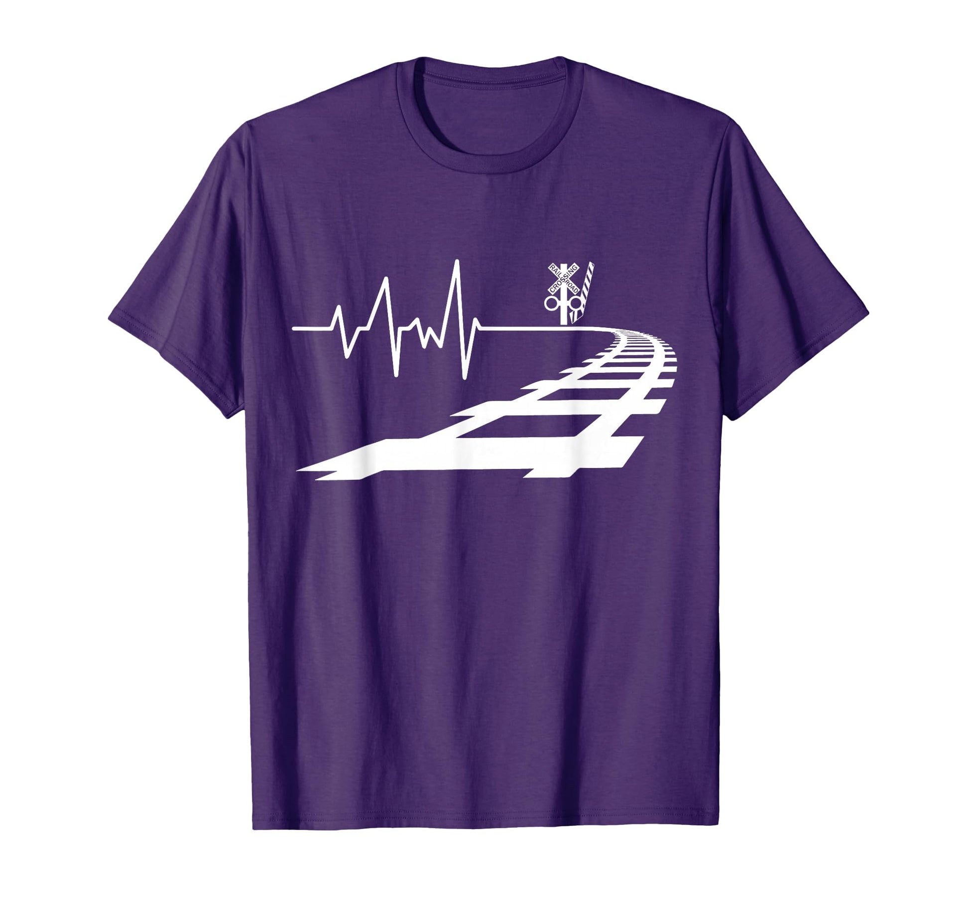 Heartbeat Railroad Crossing Trains T-Shirt - Trendy Graphic Men Women - T-Shirt, Sweatshirt, Hoodie