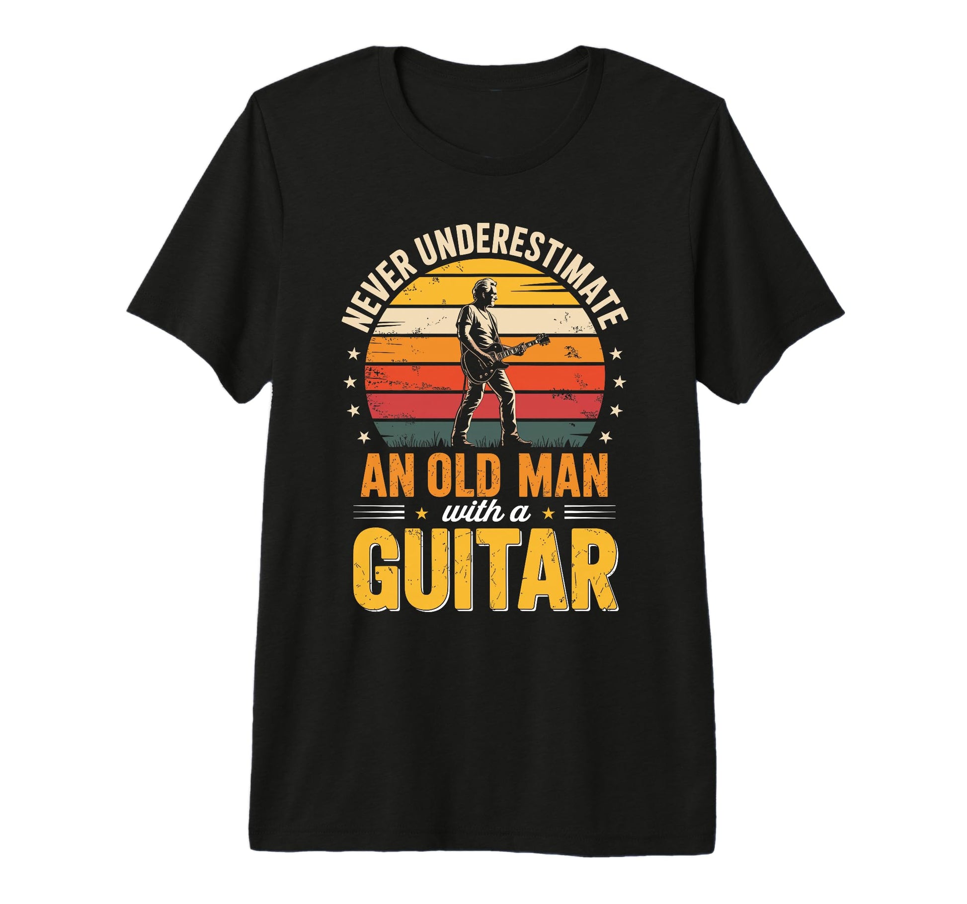 Never Underestimate Old Guitar Tri Blend T-Shirt - Custom Art Print Unisex - T-Shirt, Sweatshirt, Hoodie