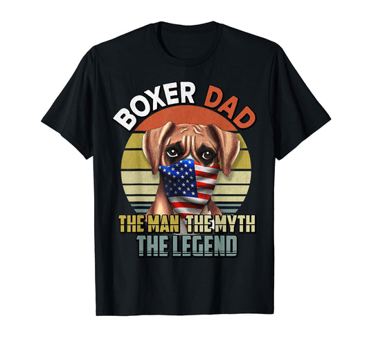 Boxer Dog Dad Us Flag Face Mask Myth T-Shirt - Streetwear Style for Adults - T-Shirt, Sweatshirt, Hoodie
