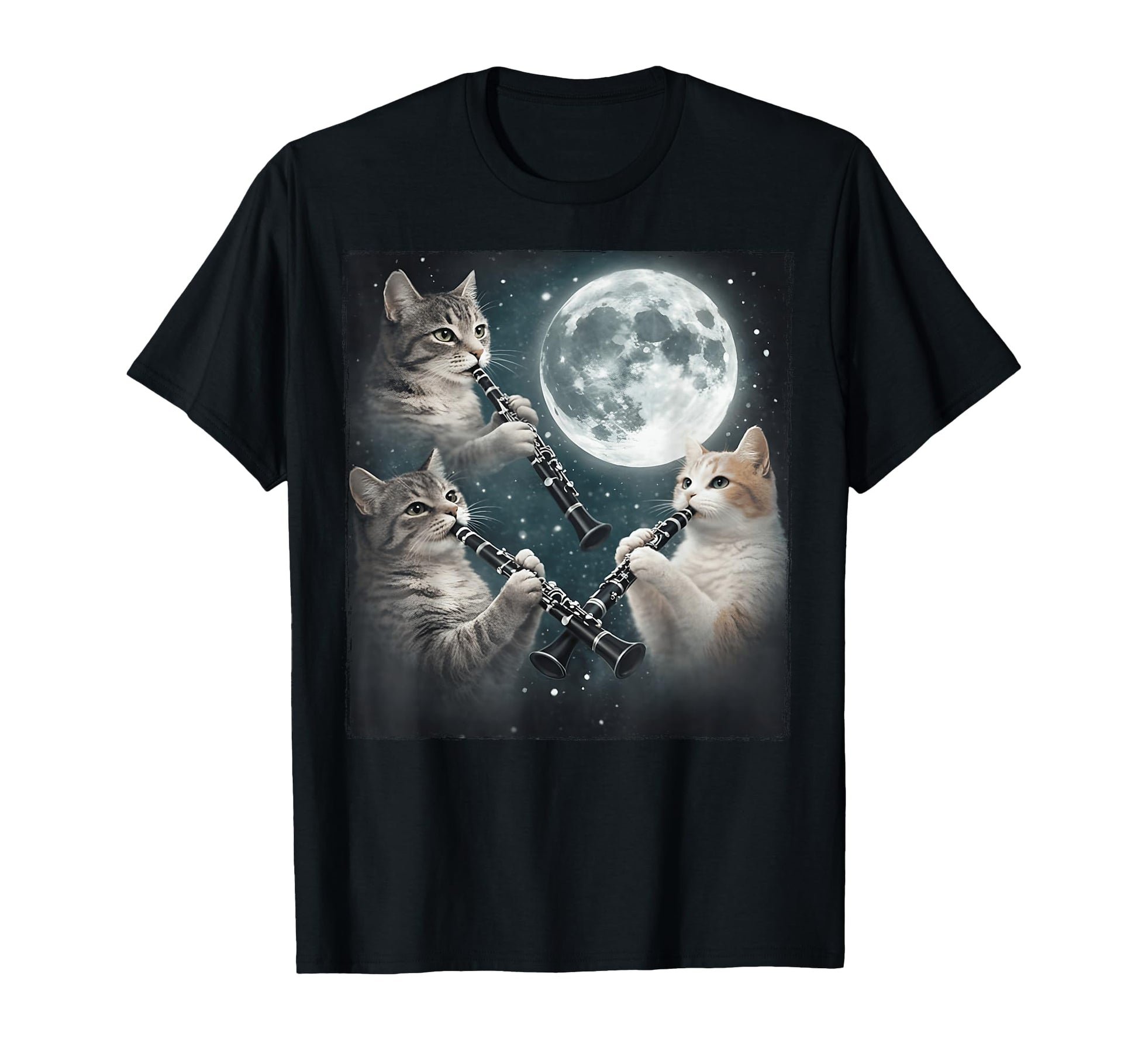 Cat Playing Clarinet Music Funny T-Shirt - Minimalist Print Unisex - T-Shirt, Sweatshirt, Hoodie