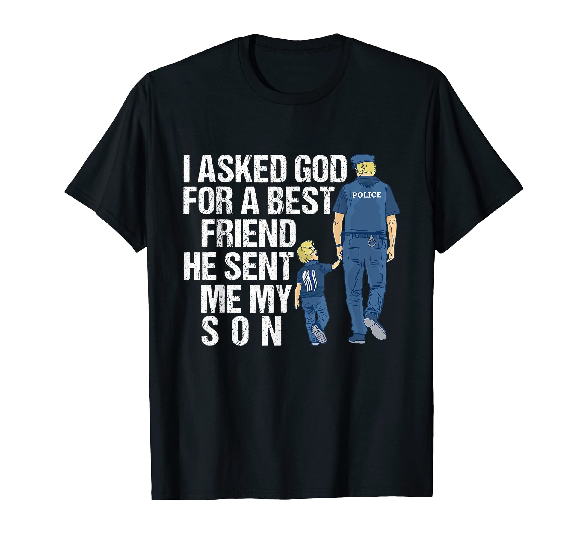 Mens Fathers Day Police Dad Son Officer T-Shirt - Minimalist Print Unisex - T-Shirt, Sweatshirt, Hoodie