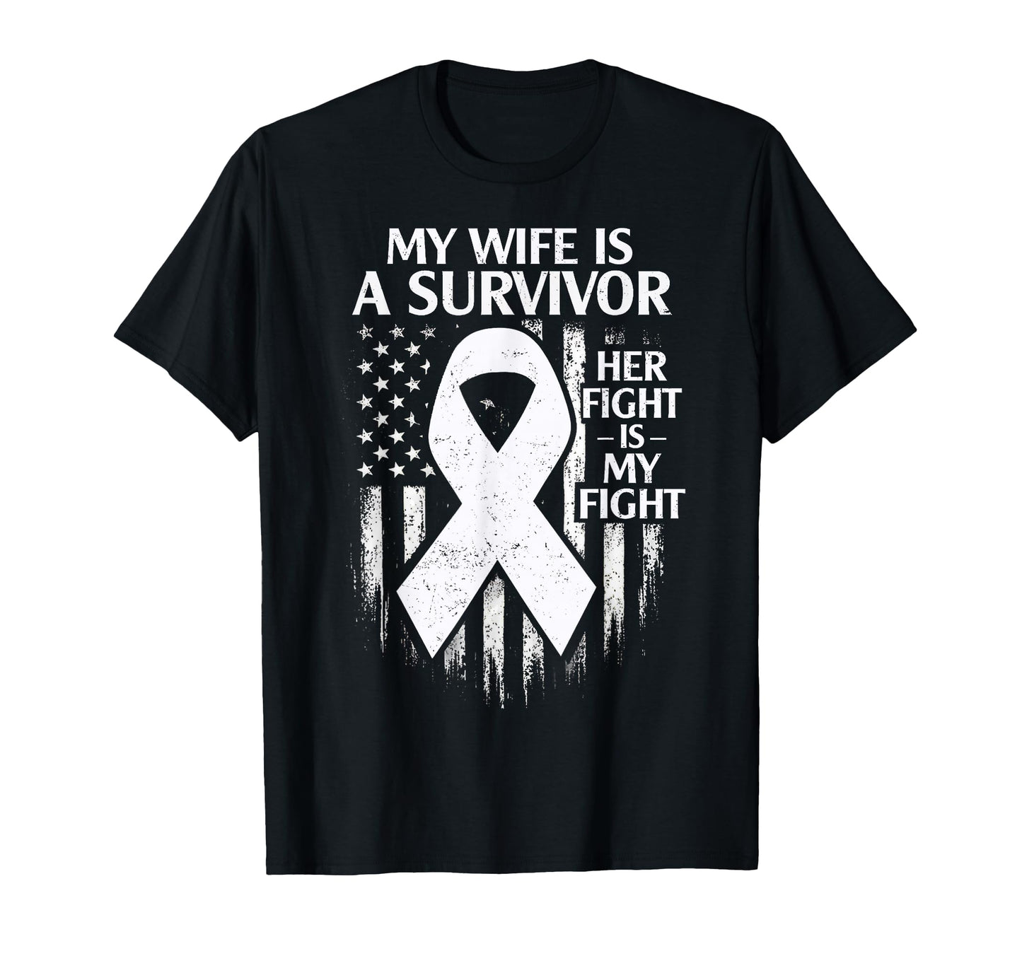 My Wife Is Survivor Lung Cancer Her T-Shirt - Graphic Print Men Women - T-Shirt, Sweatshirt, Hoodie