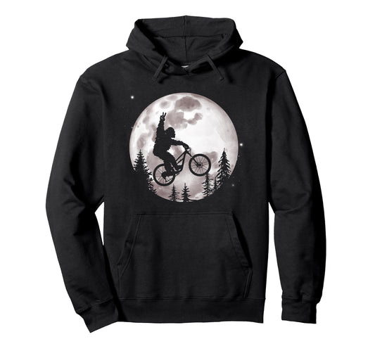 Bigfoot Mountain Bike Moon Funny Biking Hoodie - Streetwear Style Men Women - T-Shirt, Sweatshirt, Hoodie