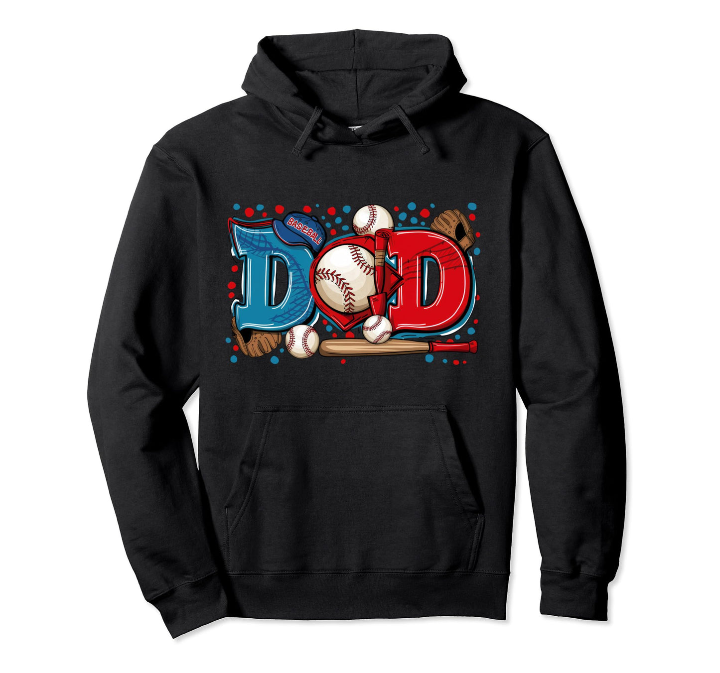 Baseball Dad Fathers Day Team Player Hoodie - Aesthetic Graphic for Adults - T-Shirt, Sweatshirt, Hoodie
