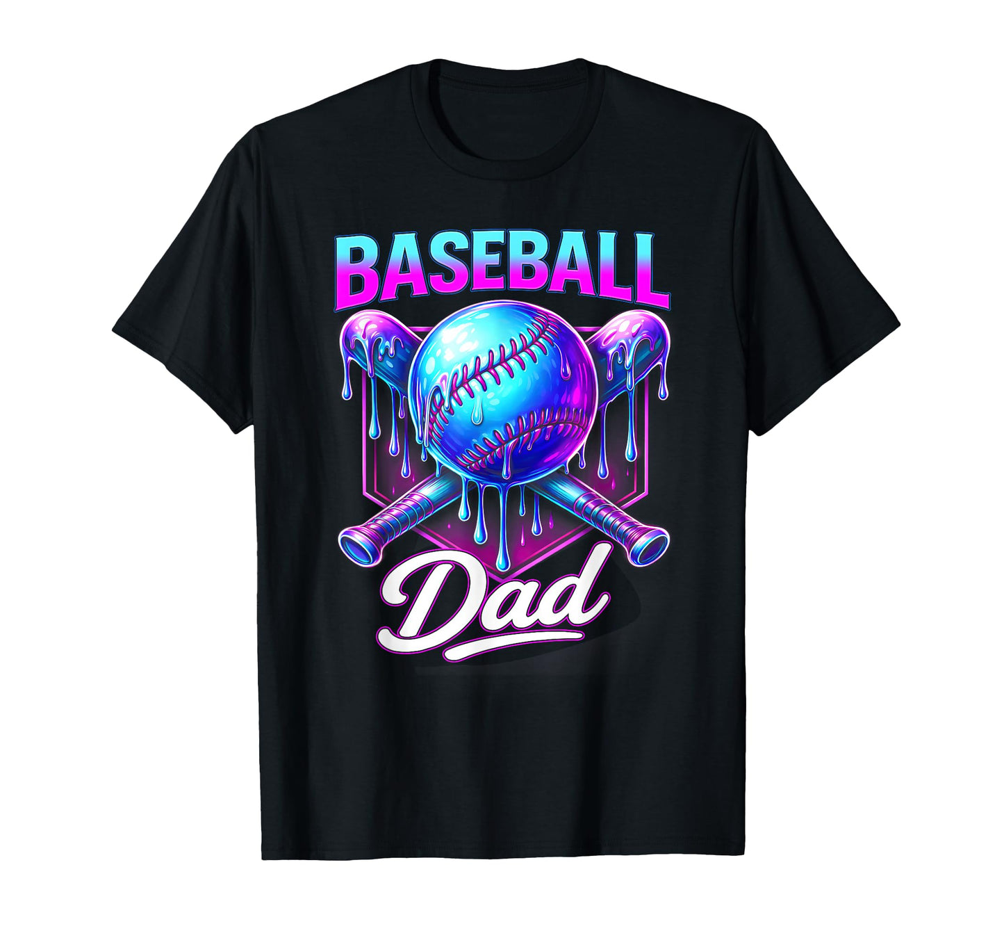 Baseball Dad Ice Cream Drip Theme T-Shirt - Graphic Print Men Women - T-Shirt, Sweatshirt, Hoodie
