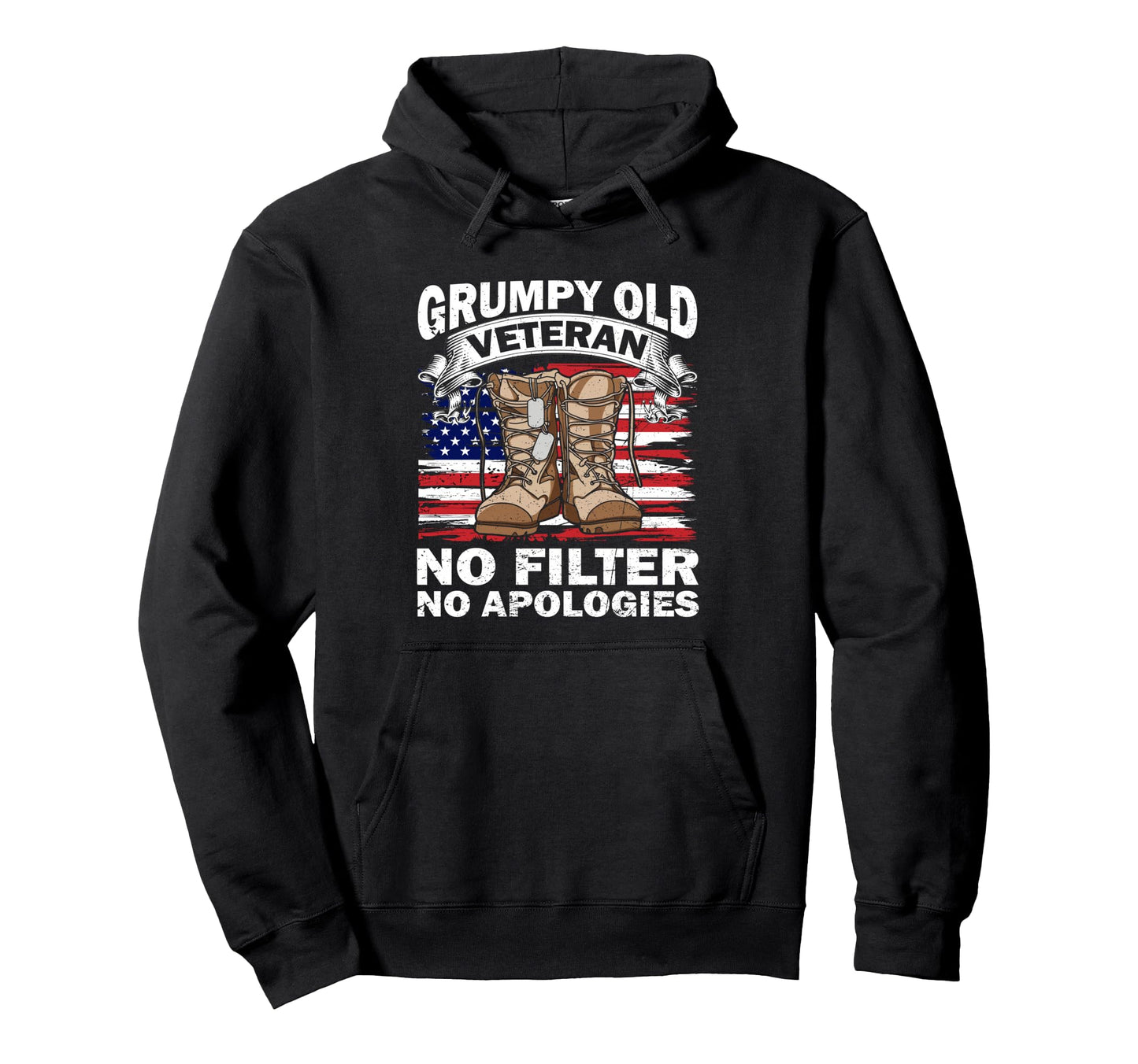Funny Grumpy Old Veteran No Filter No Hoodie - Novelty Apparel for Adults - T-Shirt, Sweatshirt, Hoodie