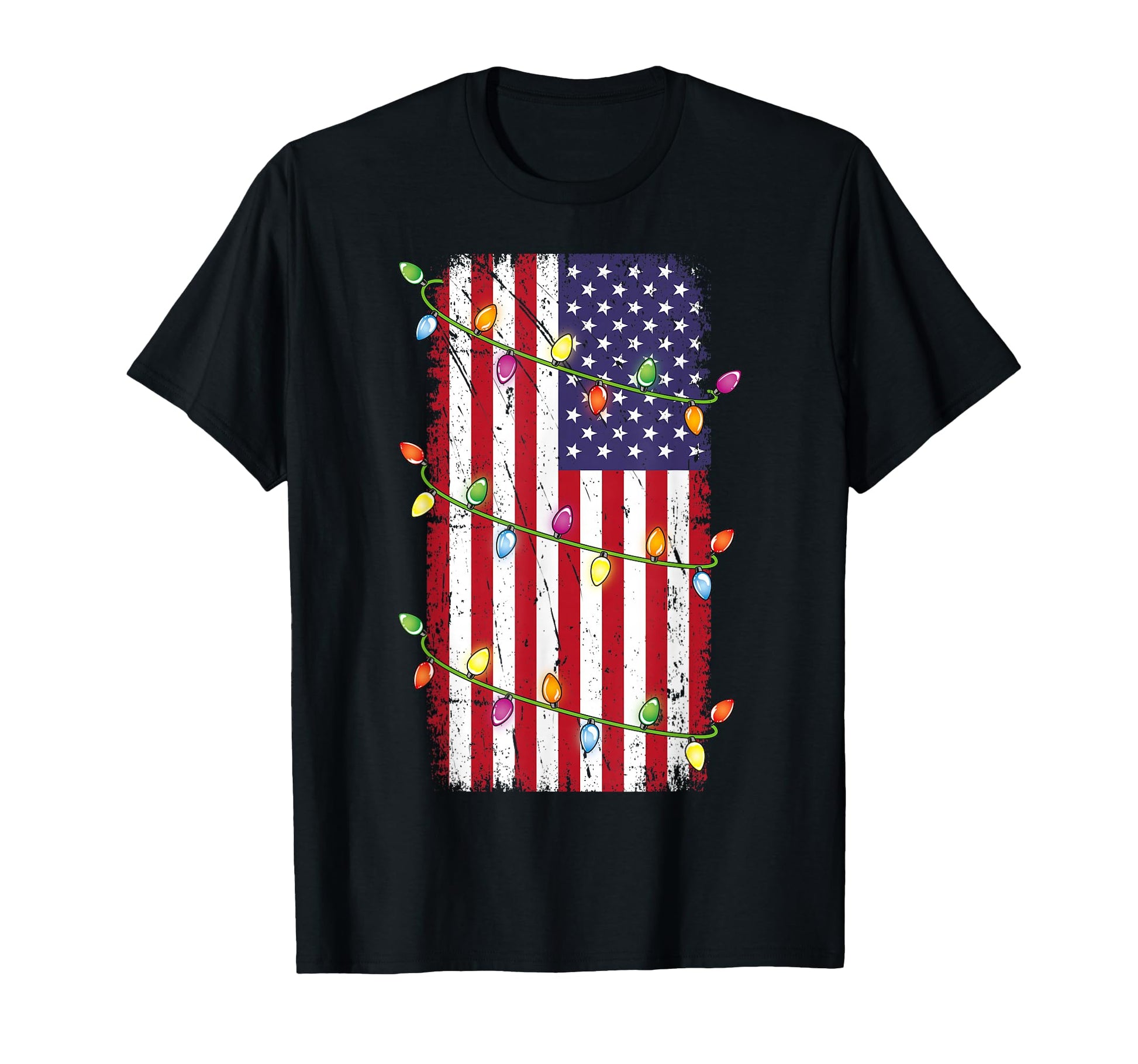 Lights Usa Flag Patriotic Veteran T-Shirt - Graphic Print Unisex - T-Shirt, Sweatshirt, Hoodie