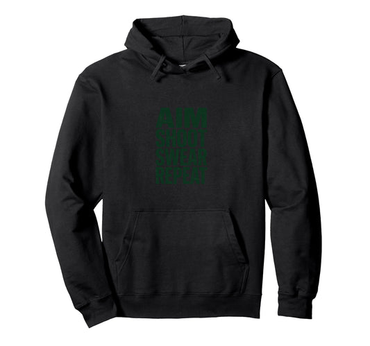 Aim Shoot Swear Repeat Funny Golf Hoodie - Trendy Graphic for Adults - T-Shirt, Sweatshirt, Hoodie