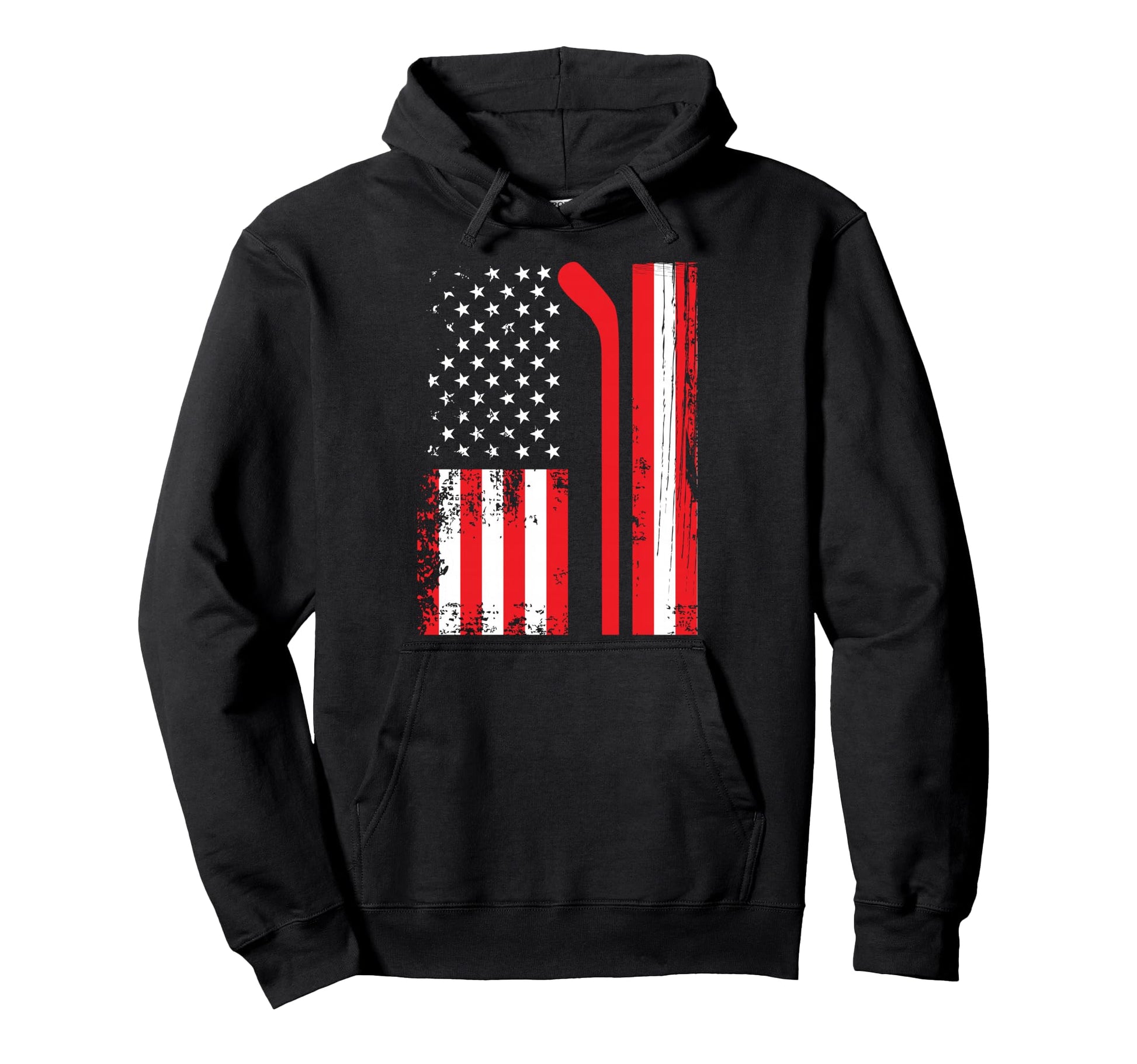 Usa Flag Hockey American Flag Patriotic Ice Hoodie - Trendy Graphic Unisex - T-Shirt, Sweatshirt, Hoodie