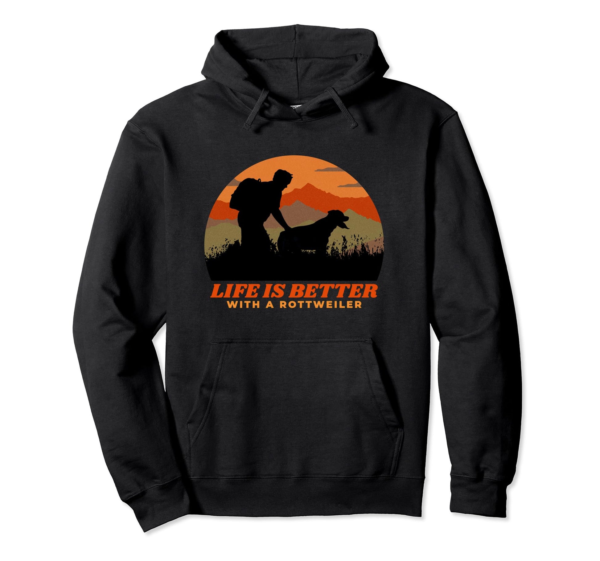 Life Is Better Rottweiler Mens Hiking Hoodie - Custom Art Print for Adults - T-Shirt, Sweatshirt, Hoodie