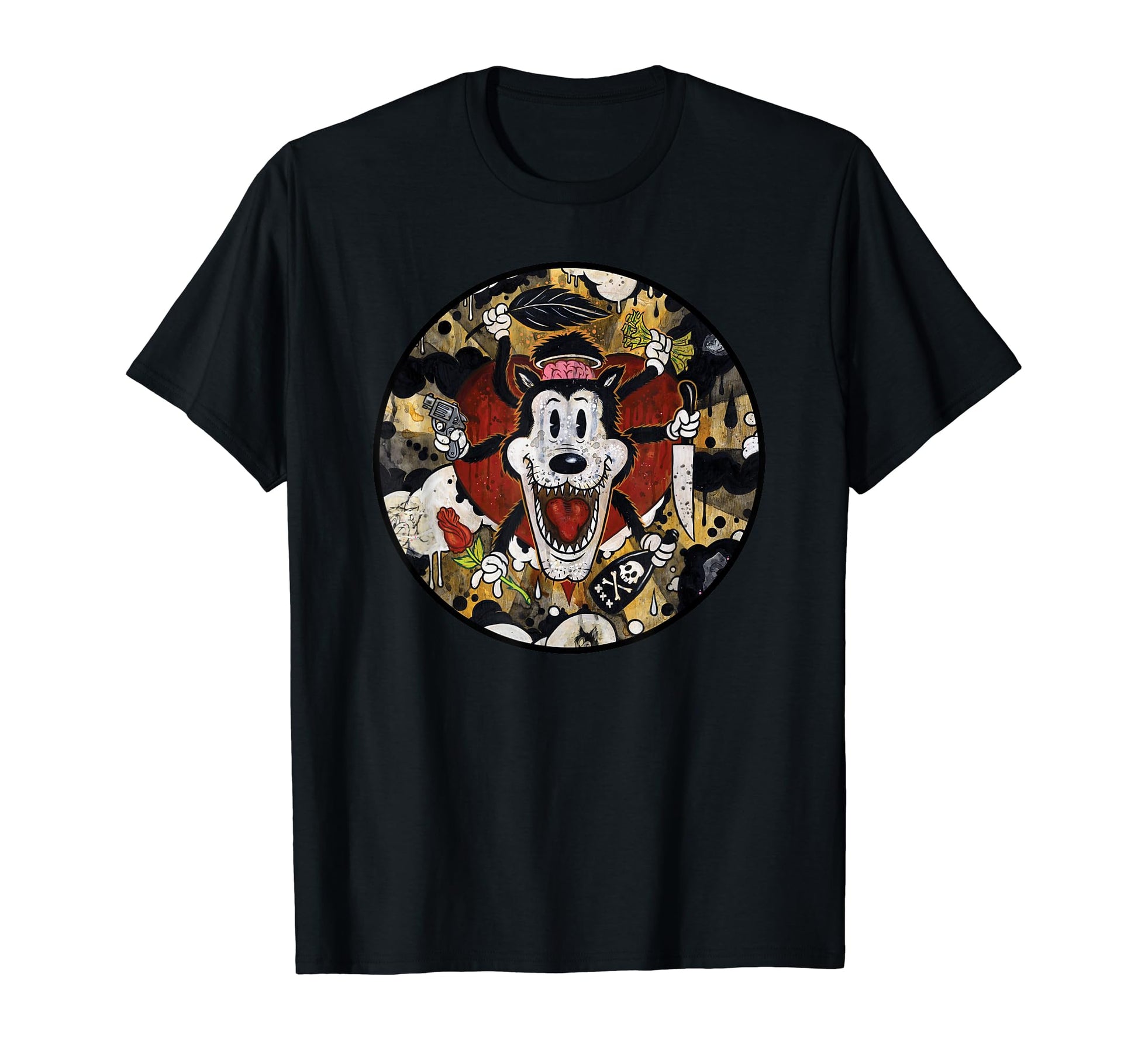 Big Bad Wolf Horror Cartoon T-Shirt - Aesthetic Graphic Men Women - T-Shirt, Sweatshirt, Hoodie