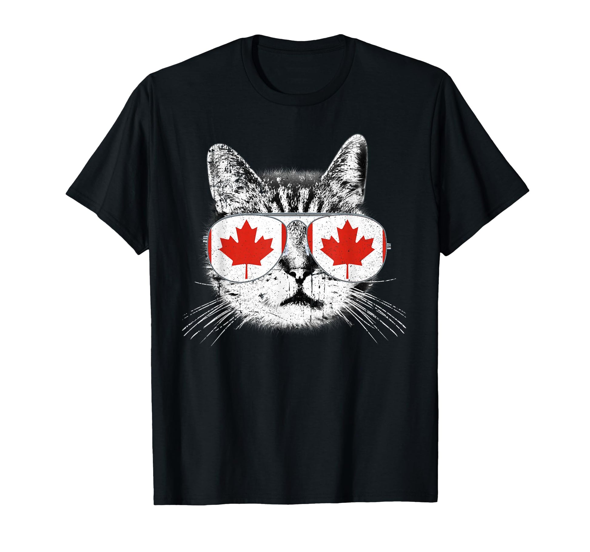 Canada Flag Canadian Cat Sunglasses Funny T-Shirt - Graphic Print Unisex - T-Shirt, Sweatshirt, Hoodie