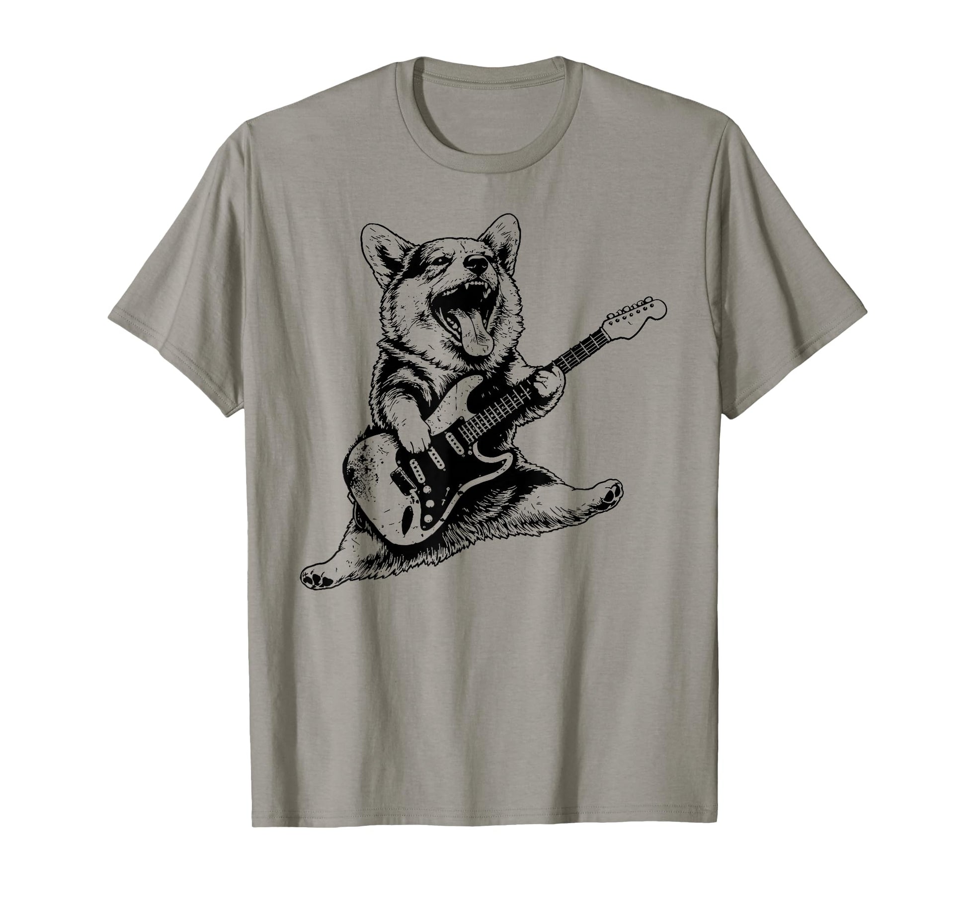 Corgi Playing Electric Guitar Rock T-Shirt - Casual Everyday Wear Unisex - T-Shirt, Sweatshirt, Hoodie