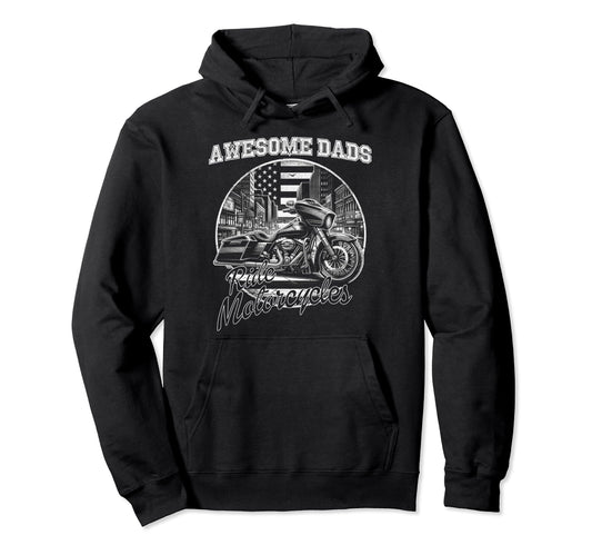 Awesome Dads Ride Motorcycles Biker Hoodie - Aesthetic Graphic for Adults - T-Shirt, Sweatshirt, Hoodie