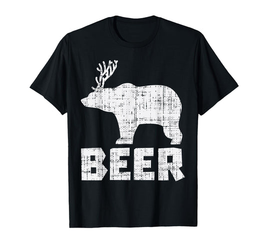 Bear Deer Beer Funny Drinking Hunting T-Shirt - Trendy Graphic for Adults - T-Shirt, Sweatshirt, Hoodie