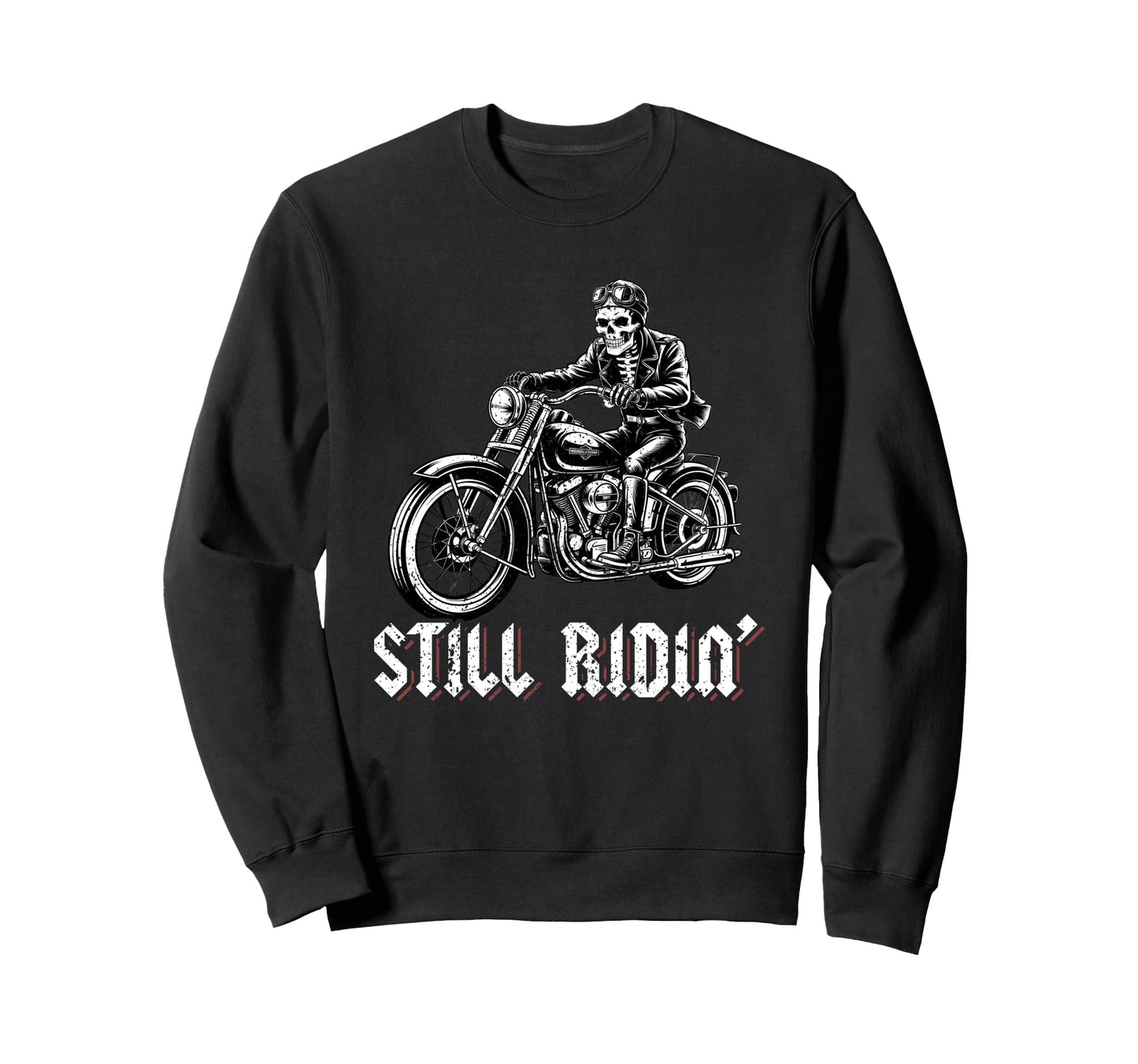 Skeleton Biker Retired Sweatshirt - Aesthetic Graphic for Adults - T-Shirt, Sweatshirt, Hoodie