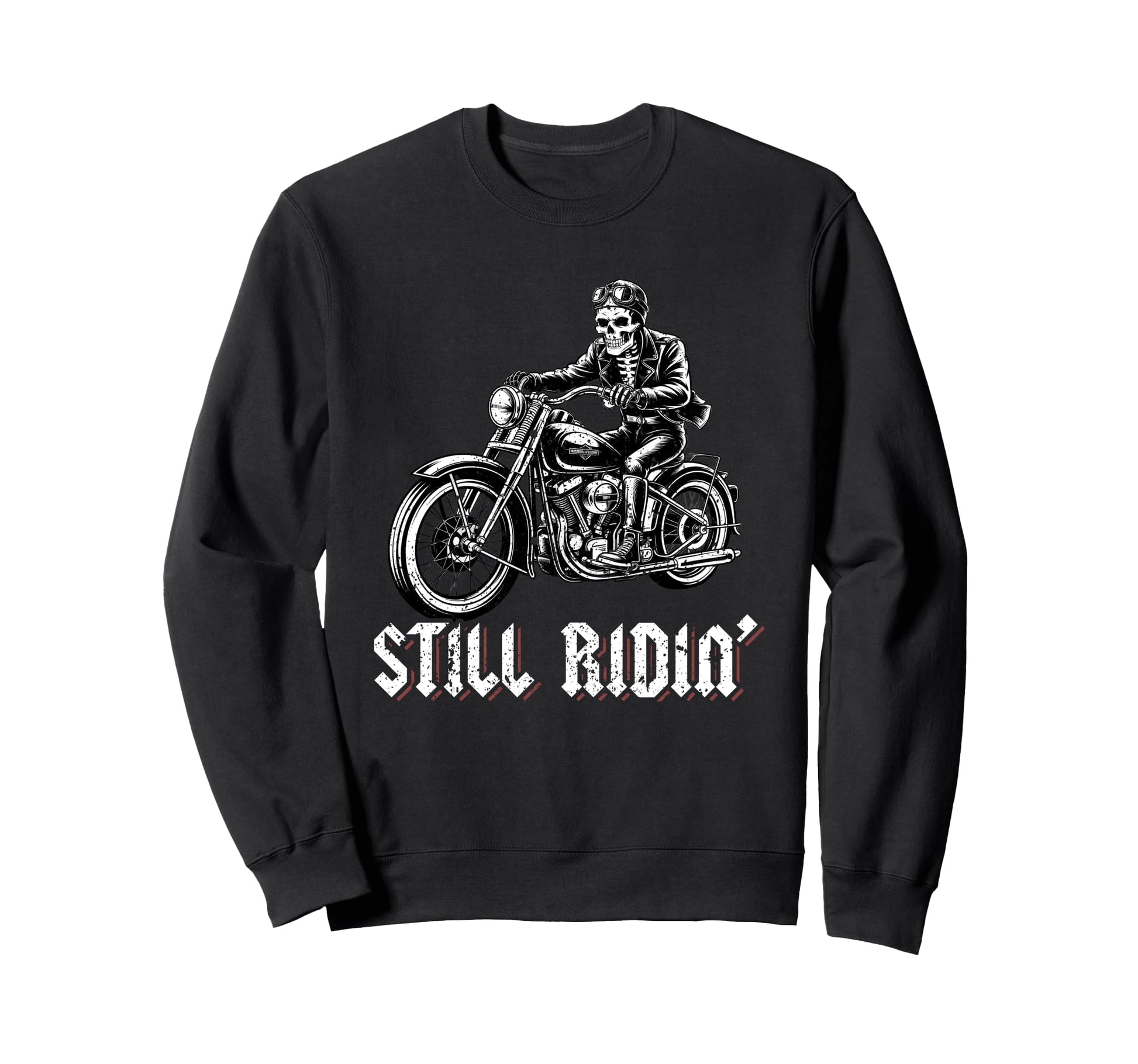 Skeleton Biker Retired Sweatshirt - Aesthetic Graphic for Adults - T-Shirt, Sweatshirt, Hoodie