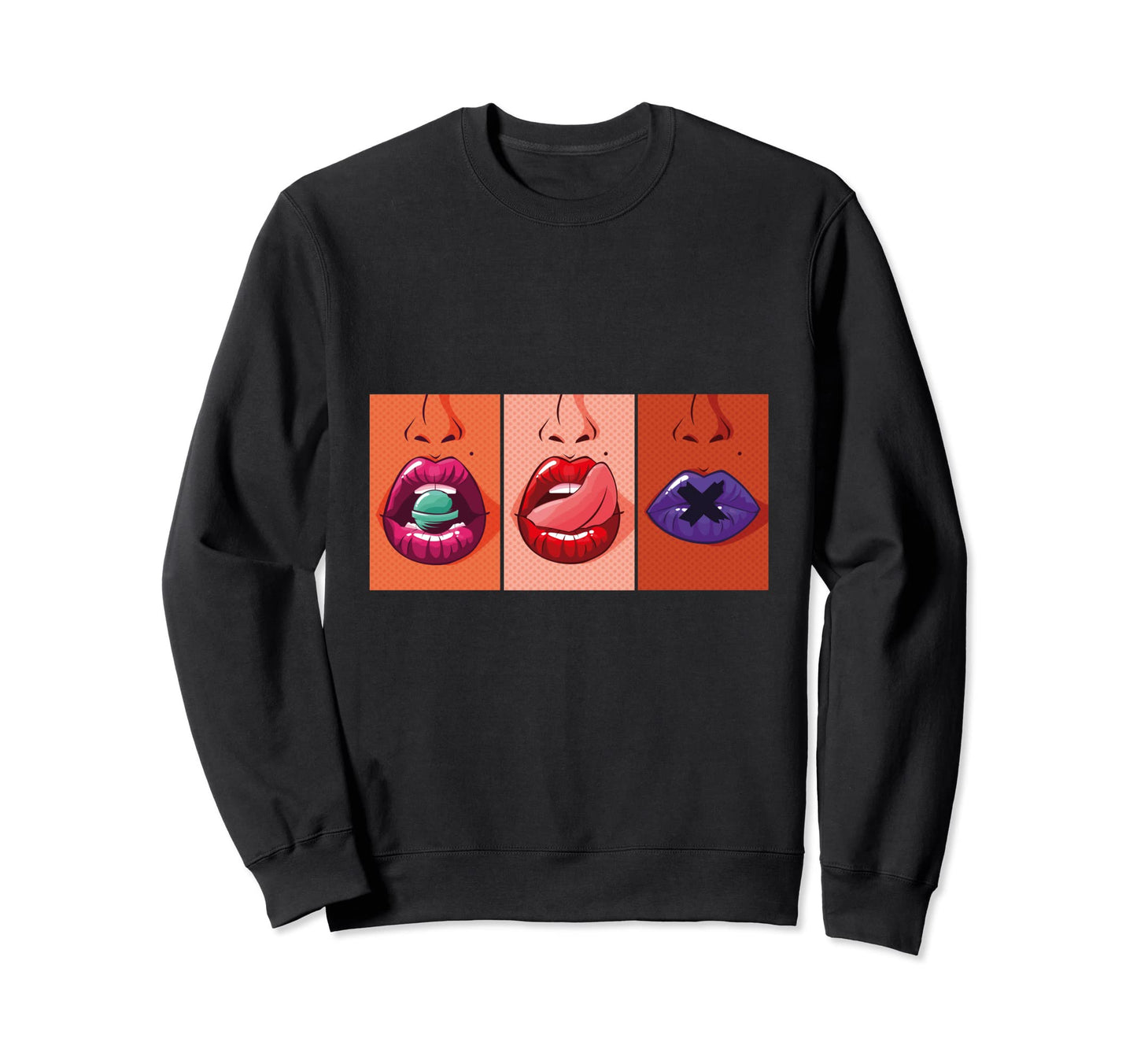 Pop Art Printed Sensual Lips Womens Sweatshirt - Fun Novelty Design Unisex - T-Shirt, Sweatshirt, Hoodie