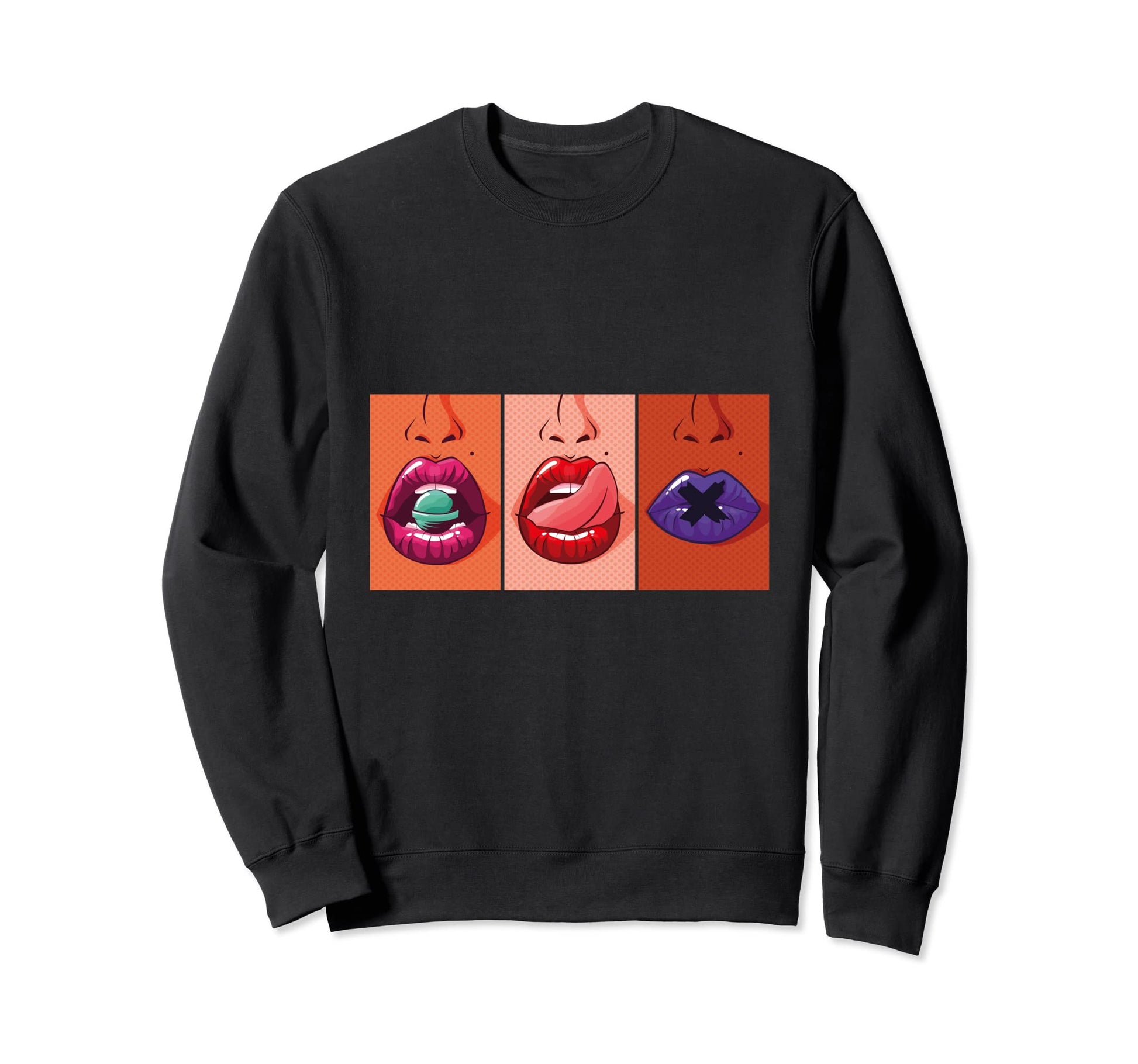 Pop Art Printed Sensual Lips Womens Sweatshirt - Fun Novelty Design Unisex - T-Shirt, Sweatshirt, Hoodie