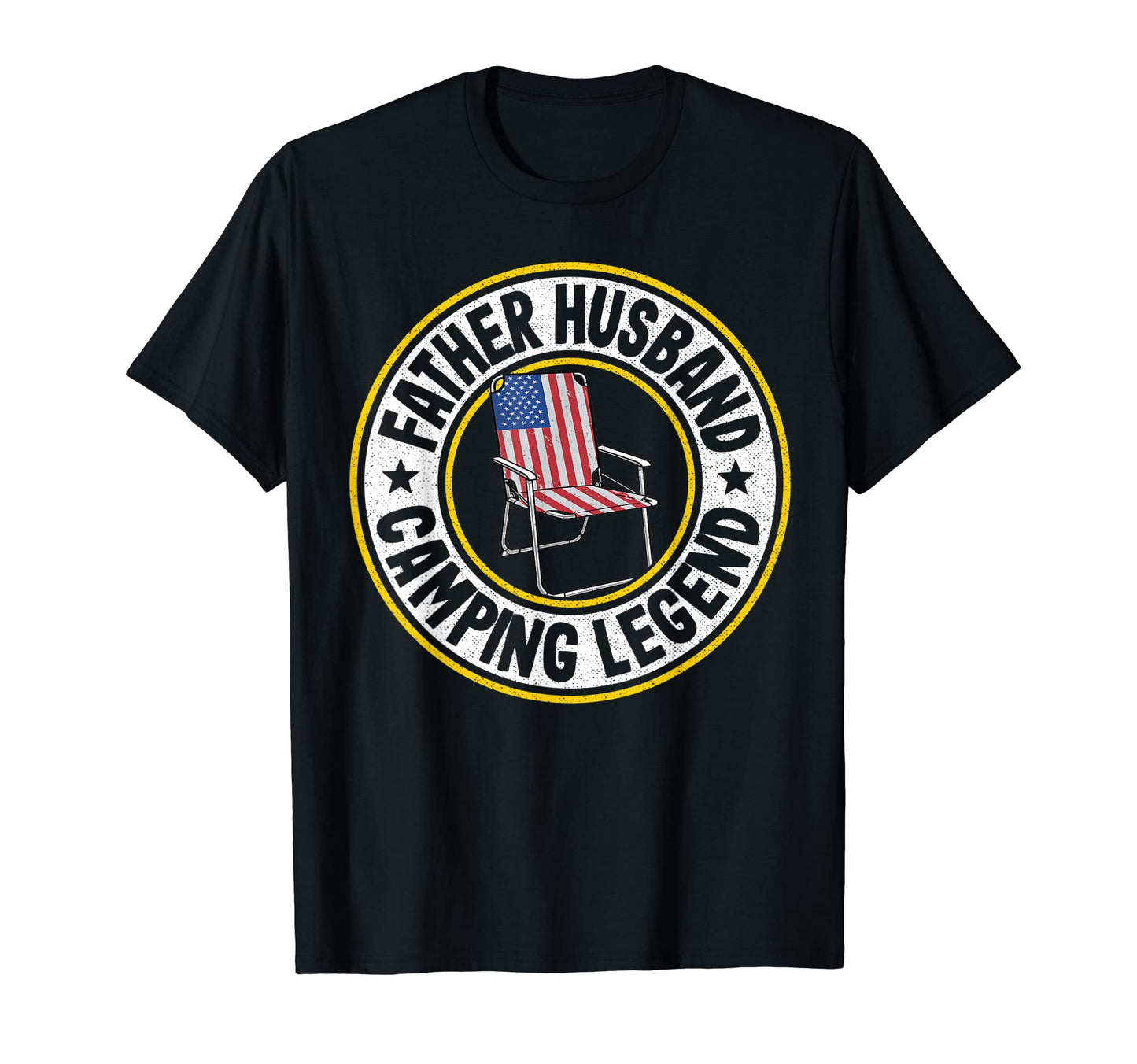 Father Husband Camping Legend Dad American T-Shirt - Unique Graphic Unisex - T-Shirt, Sweatshirt, Hoodie