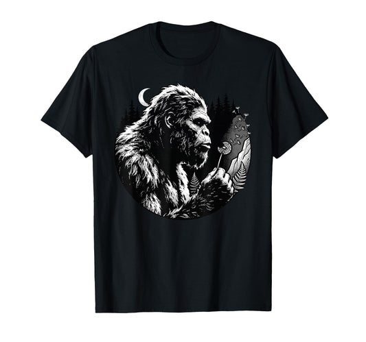 Blowing Wishes Funny Bigfoot Blowing T-Shirt - Graphic Print Unisex - T-Shirt, Sweatshirt, Hoodie