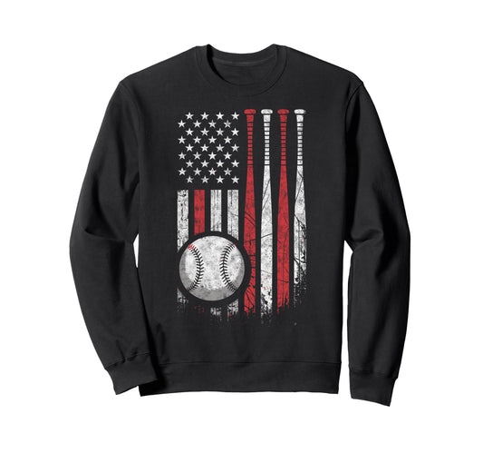 Baseball Us Flag Baseball Lover Sweatshirt - Novelty Apparel for Adults - T-Shirt, Sweatshirt, Hoodie