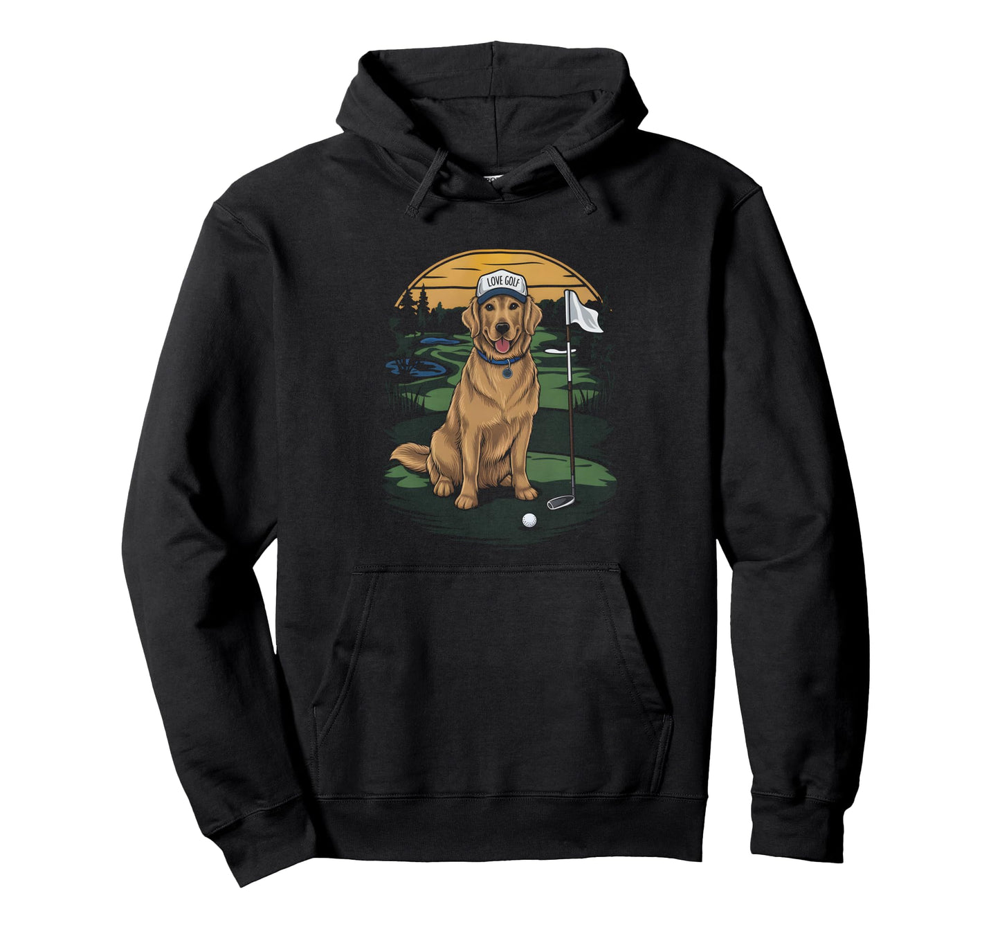 Golfer Golden Retriever Dog Dad Golf Hoodie - Minimalist Print Men Women - T-Shirt, Sweatshirt, Hoodie