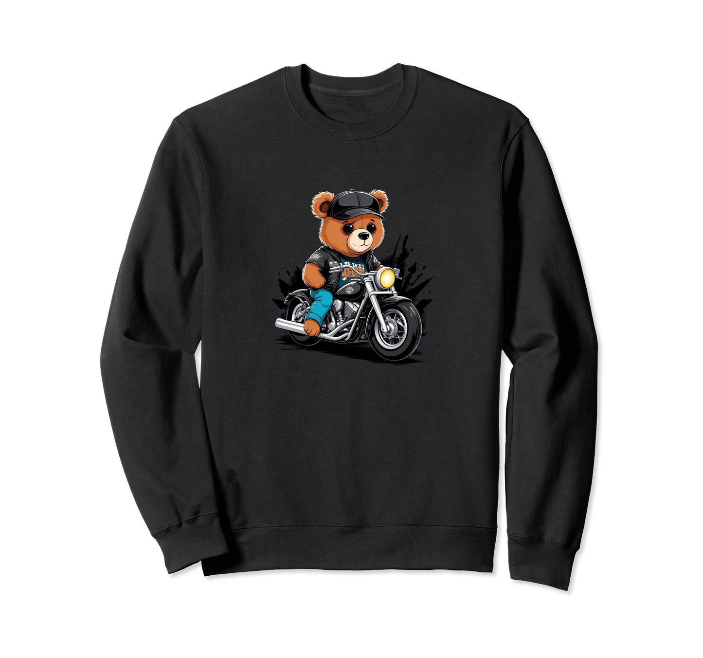Teddy Bear Riding Motorcycle Sweatshirt - Casual Everyday Wear for Adults - T-Shirt, Sweatshirt, Hoodie